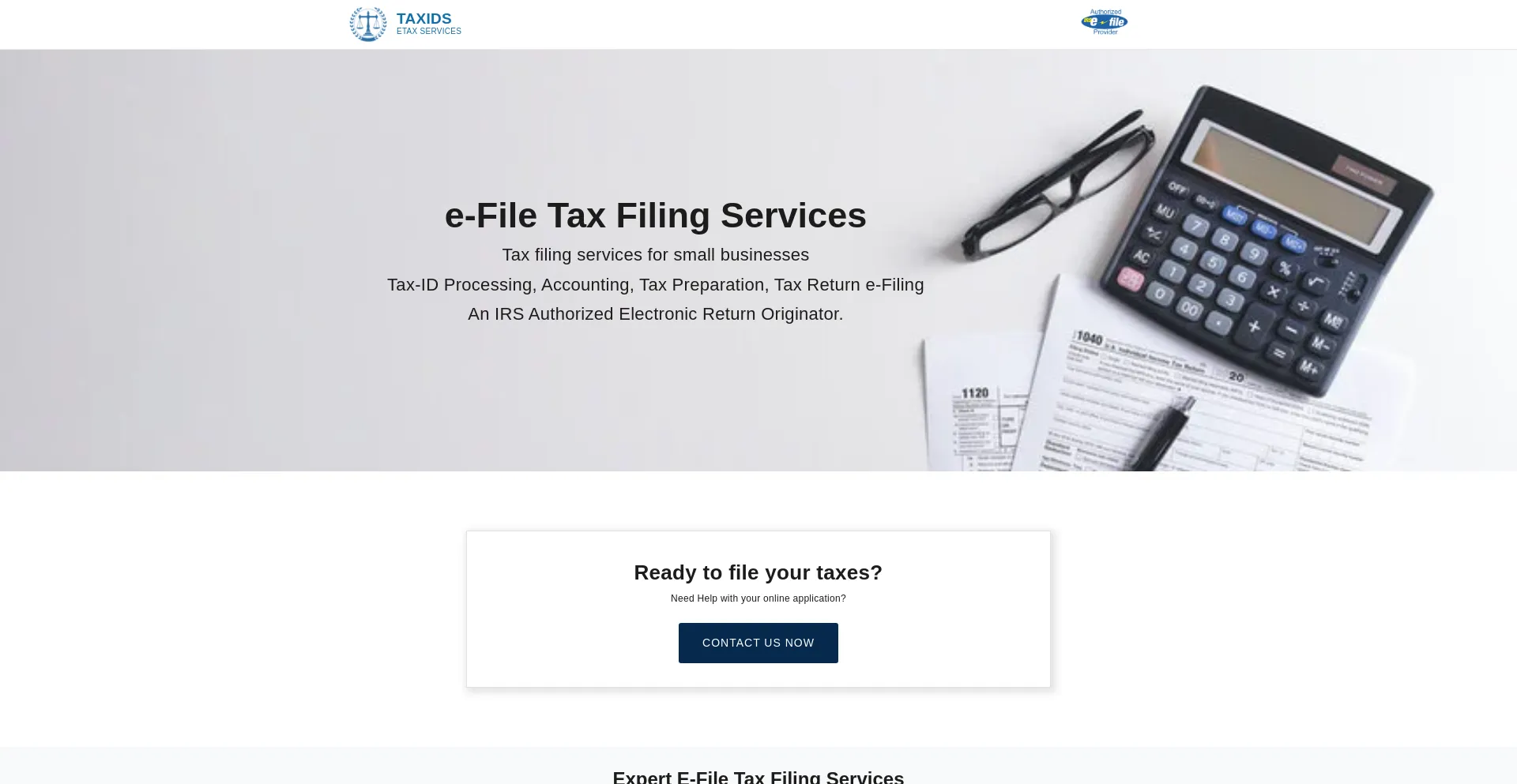 Website screenshot of Taxids.com