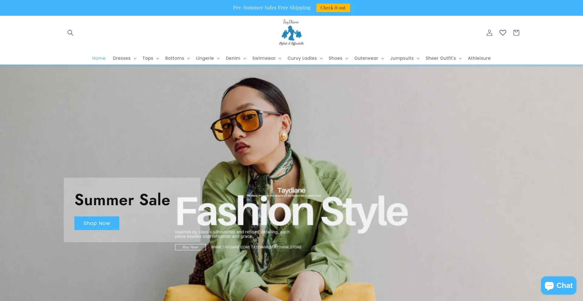 Website screenshot of Taydiane.com