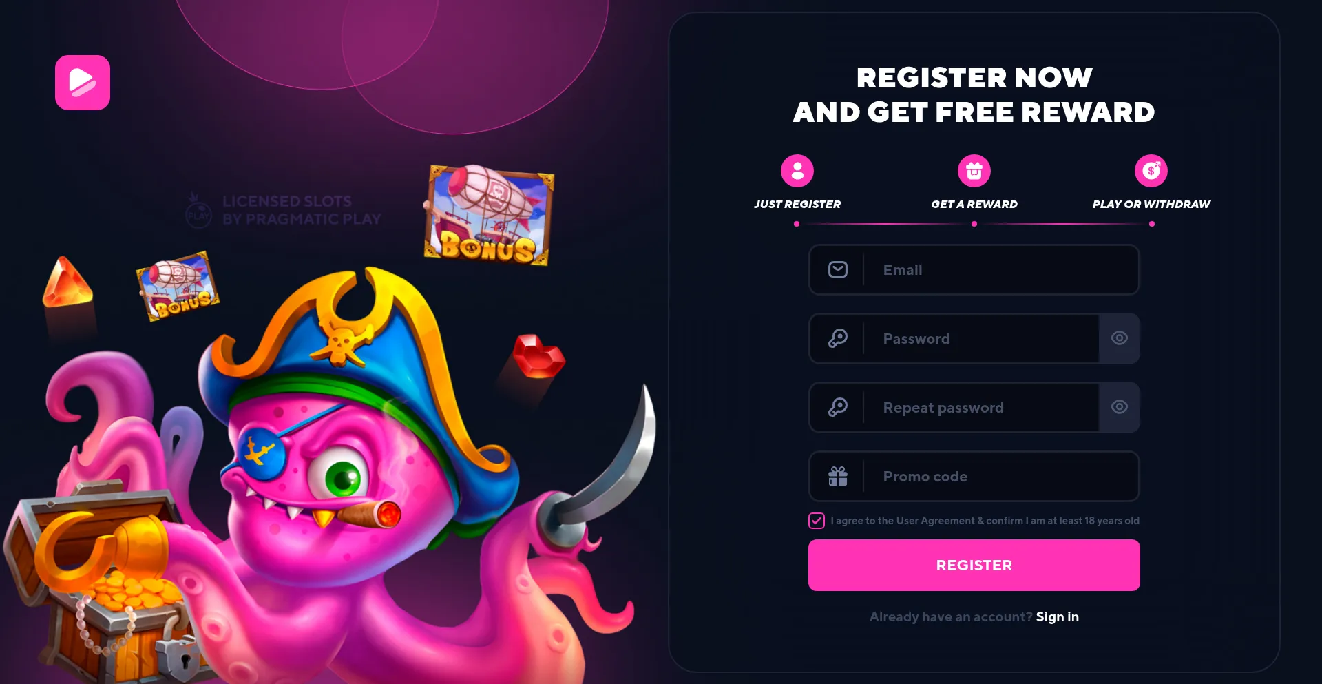 Website screenshot of Tazspin.com