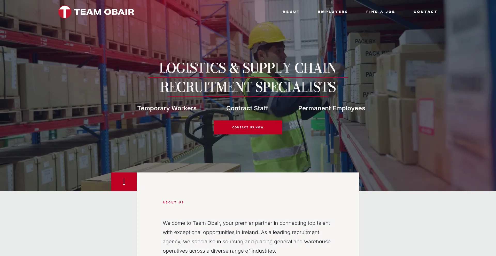 Website screenshot of Teamobair.com