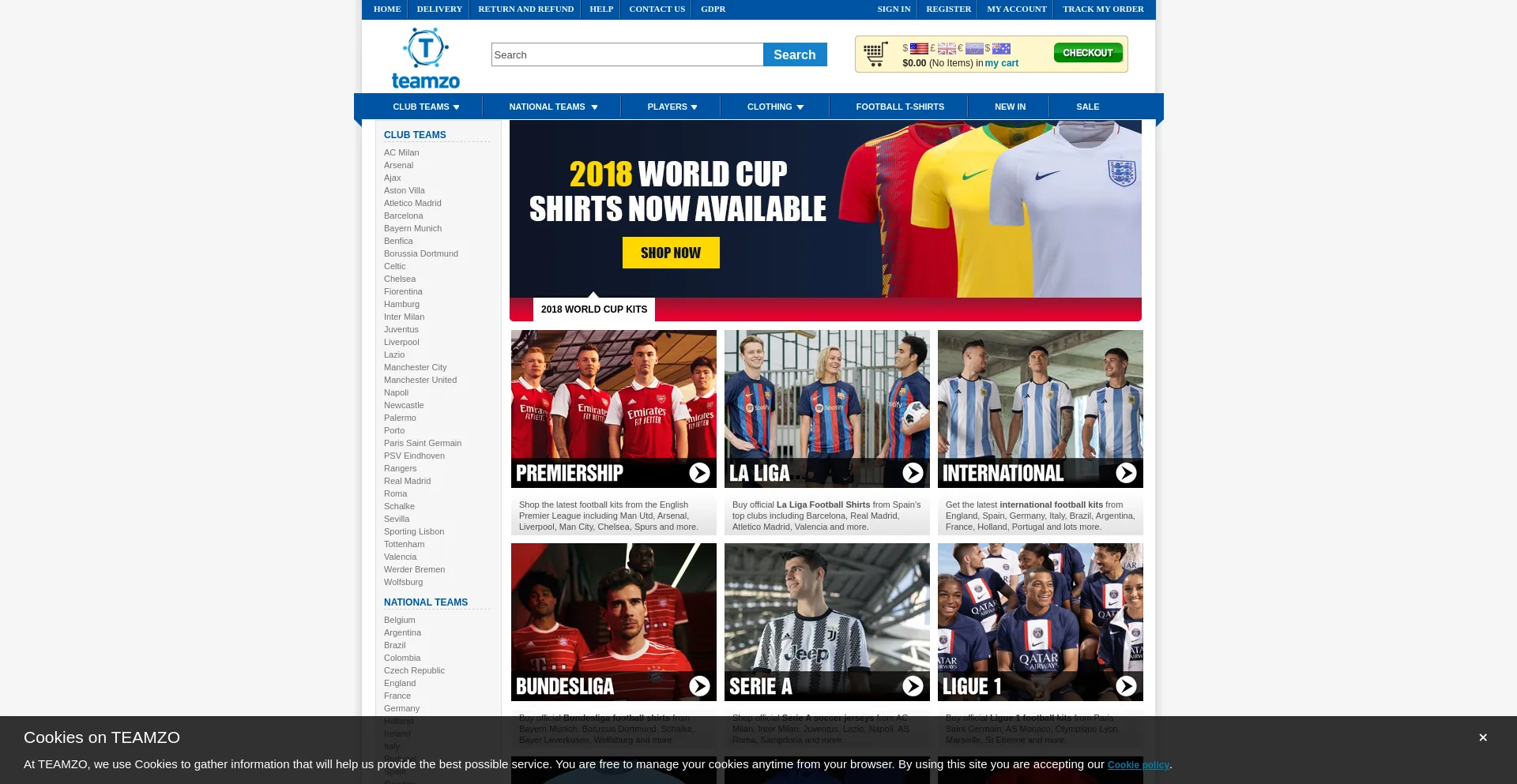 Website screenshot of Teamzo.com