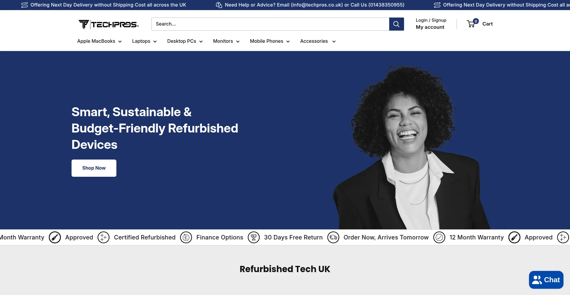 Website screenshot of Techpros.co.uk