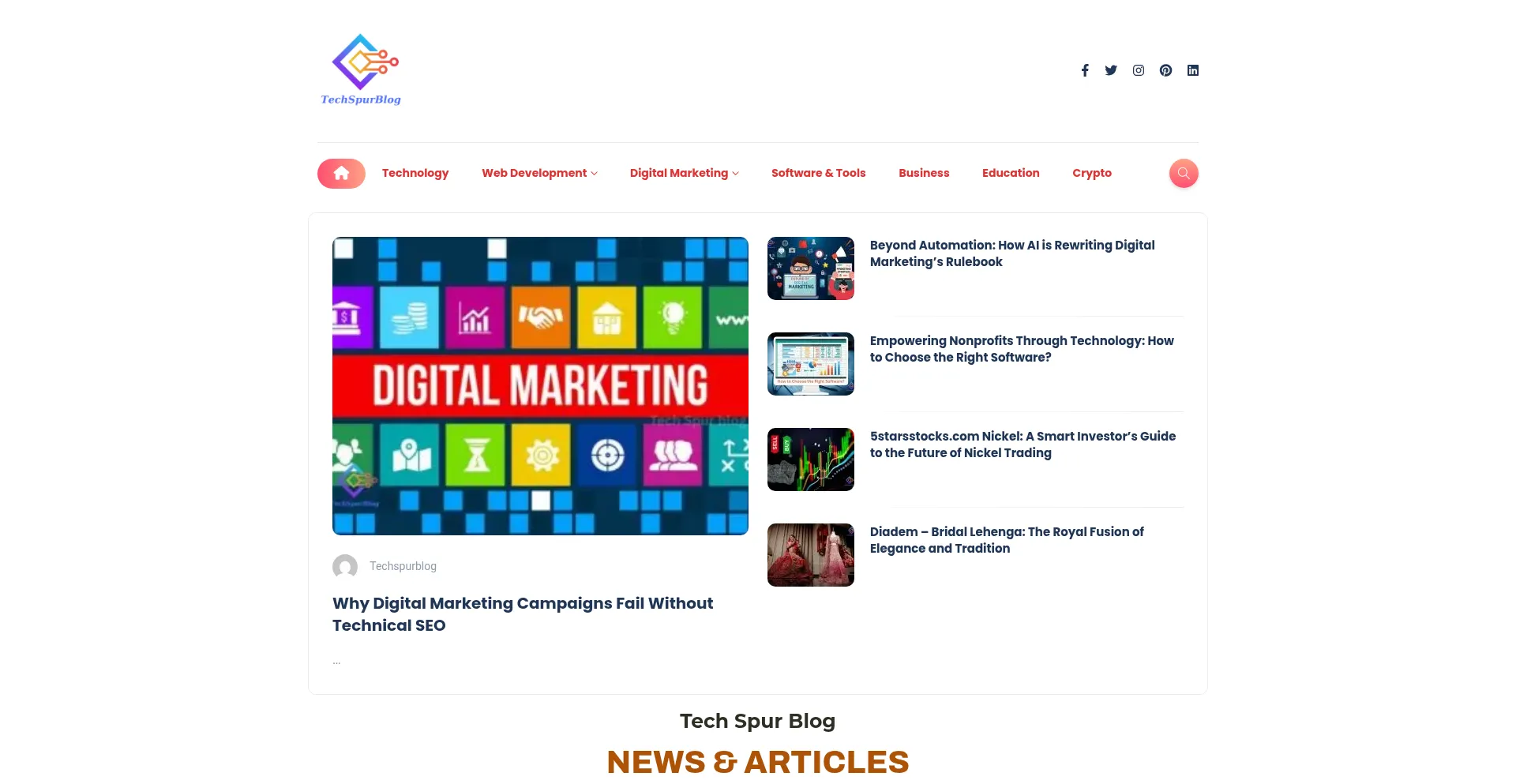 Website screenshot of Techspurblog.com
