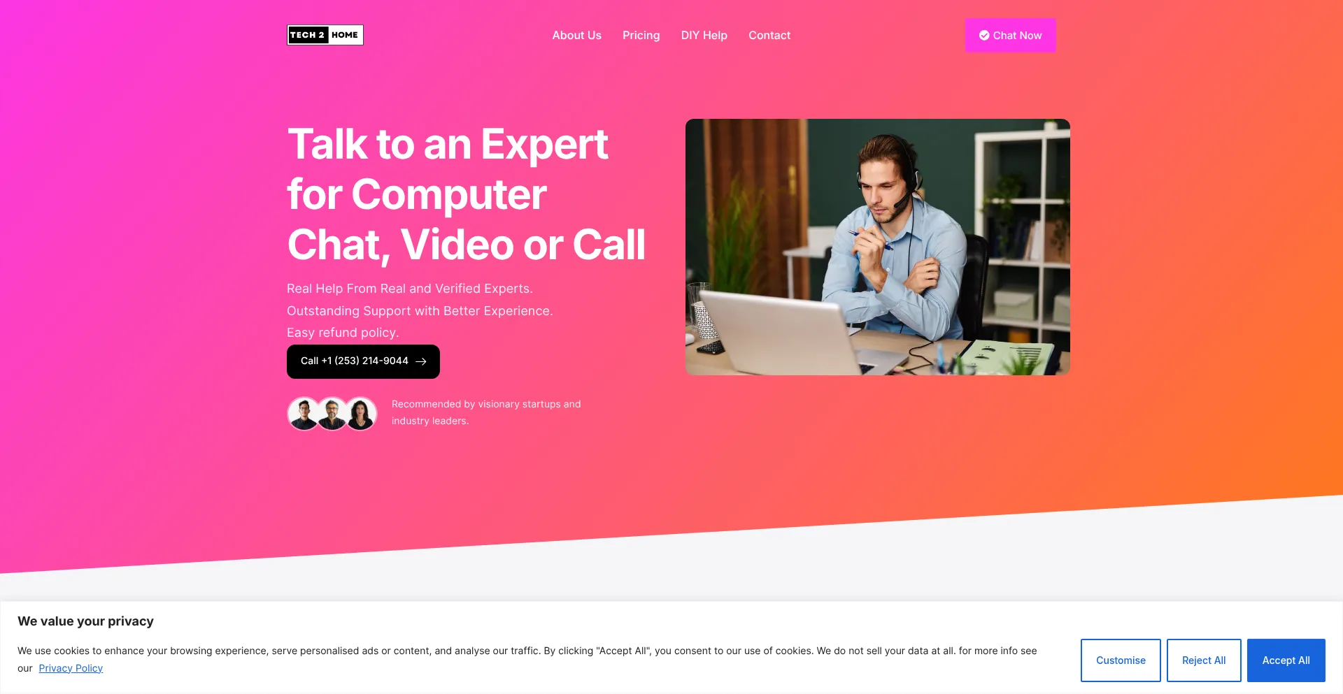 Website screenshot of Techtohomellc.com