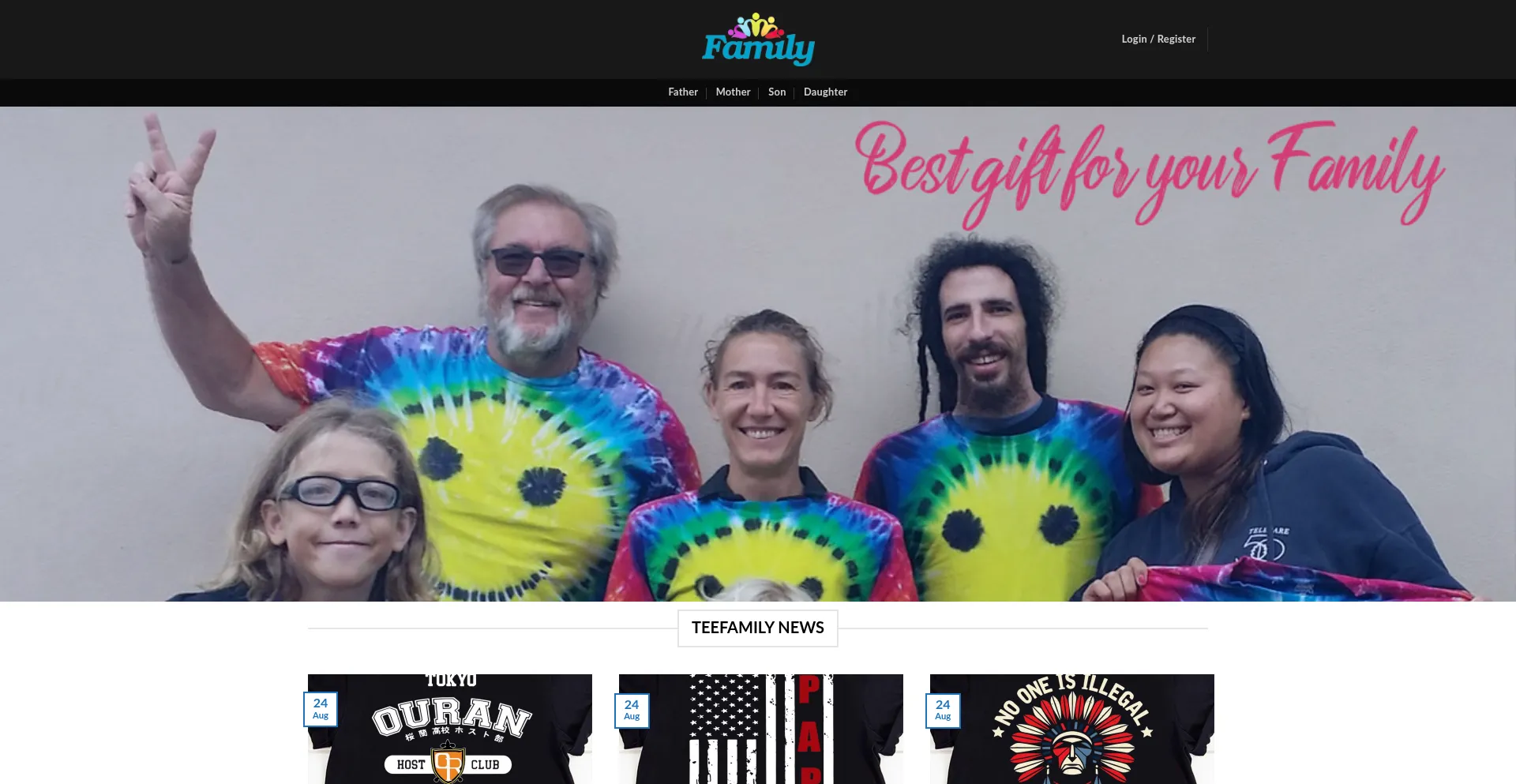 Website screenshot of Teefamily.net