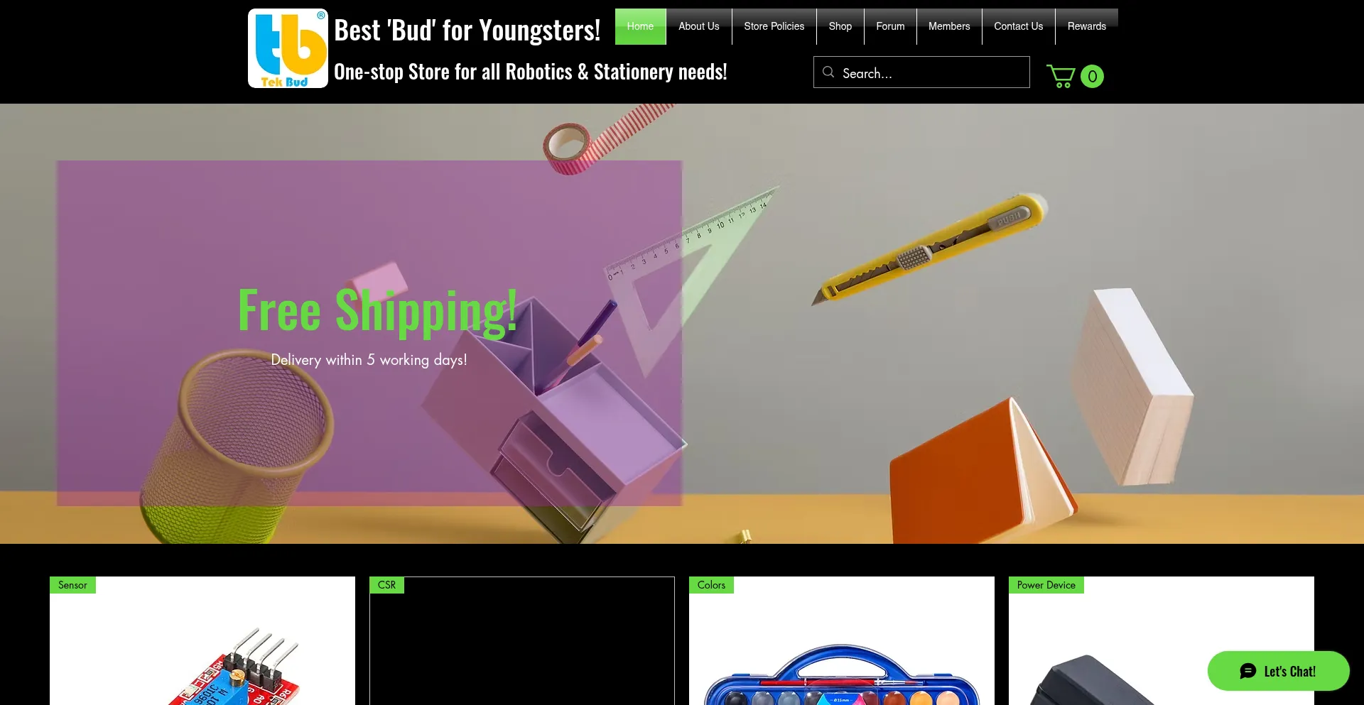 Website screenshot of Tekbud.in