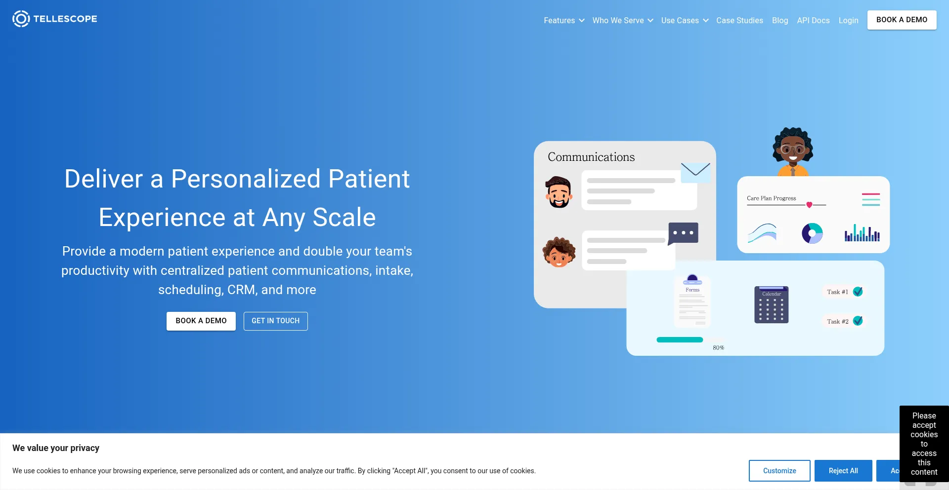 Website screenshot of Tellescope.com