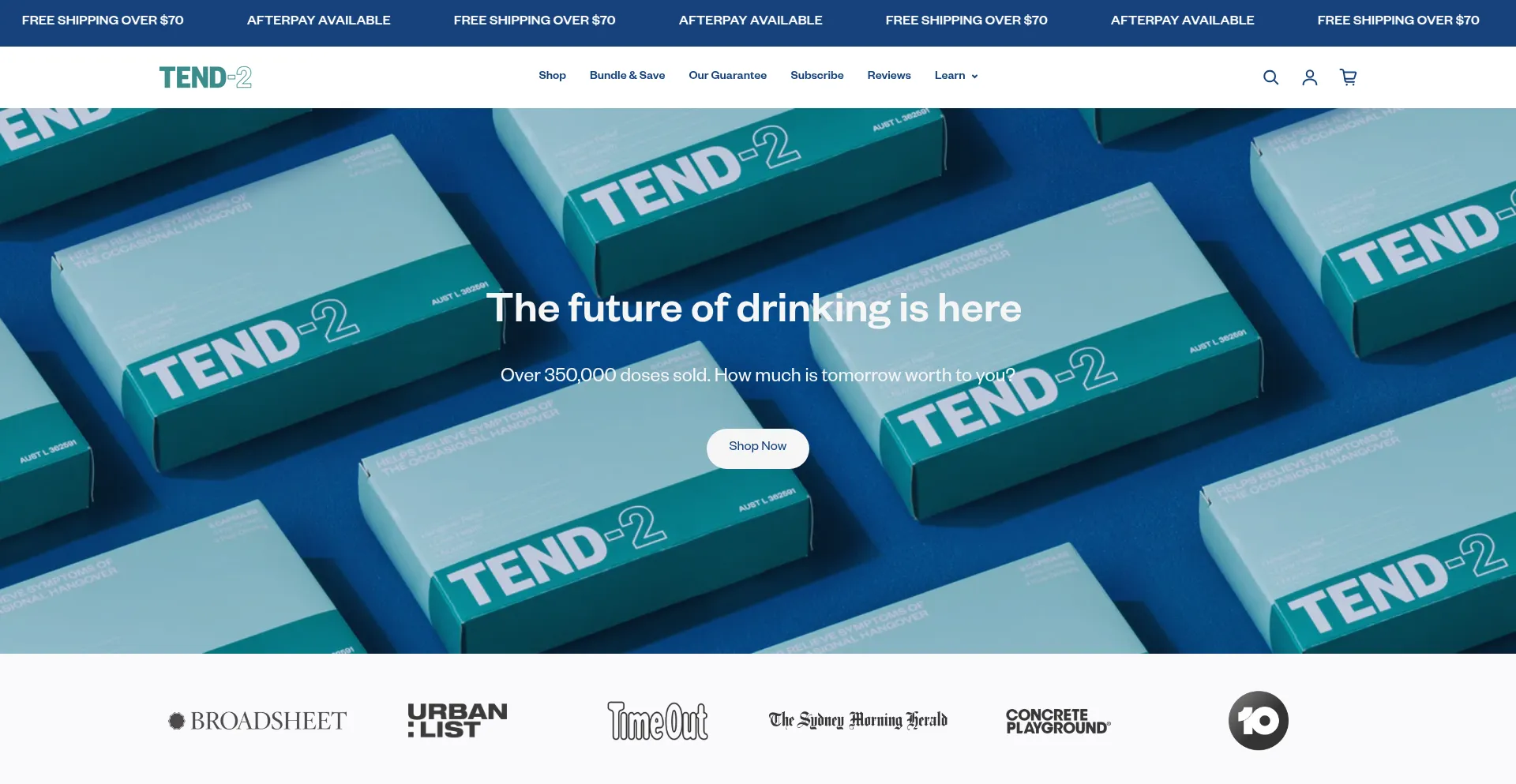 Website screenshot of Tend2.com.au