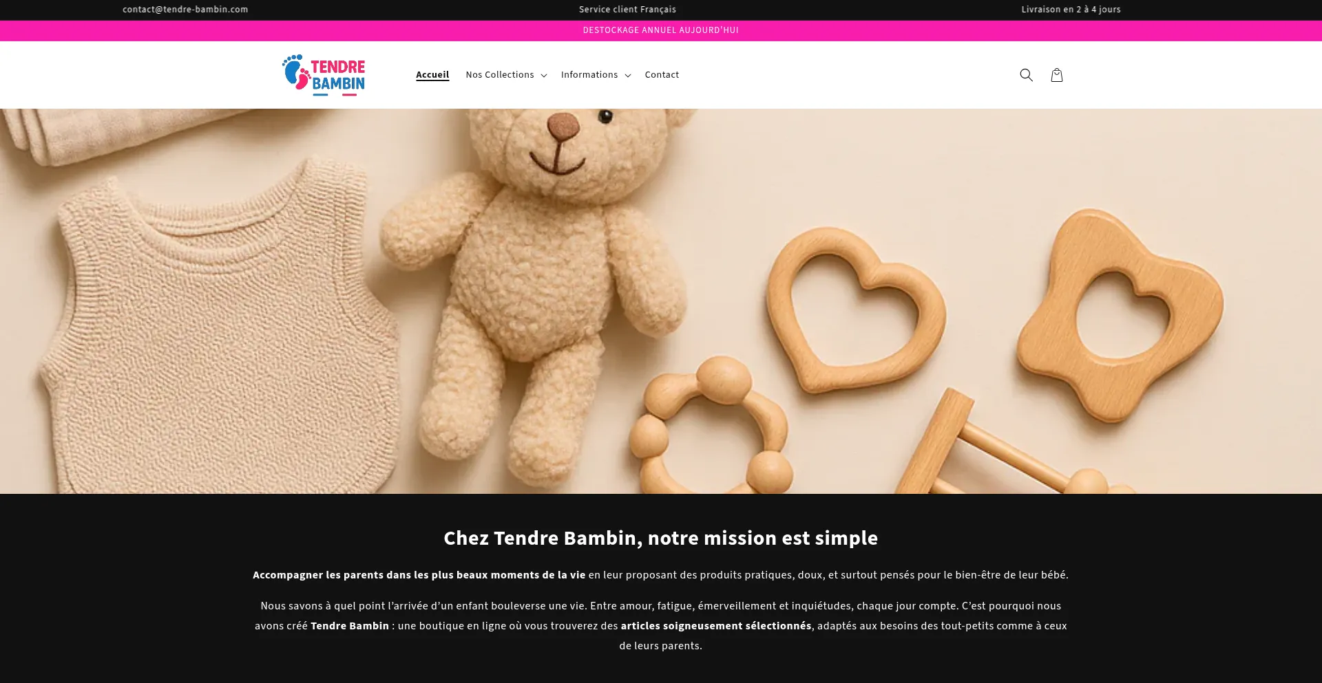 Website screenshot of Tendre-bambin.com