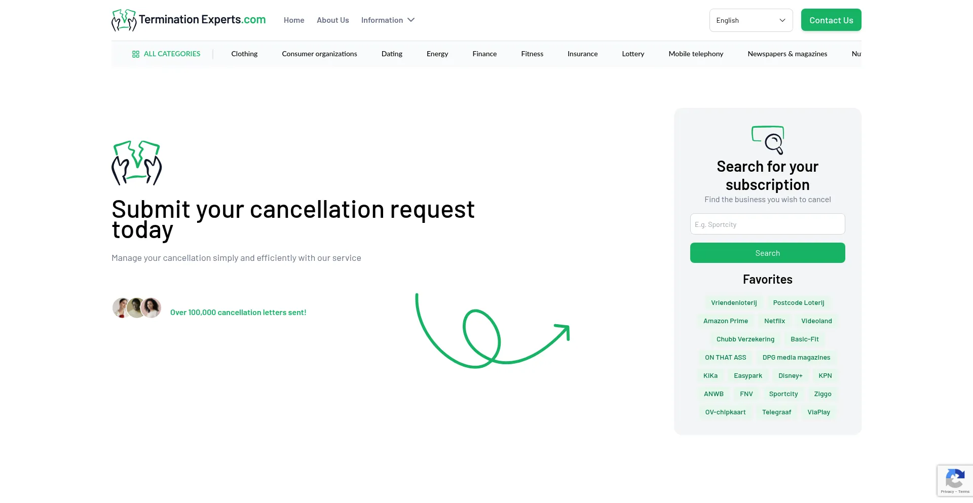 Website screenshot of Terminationexperts.com