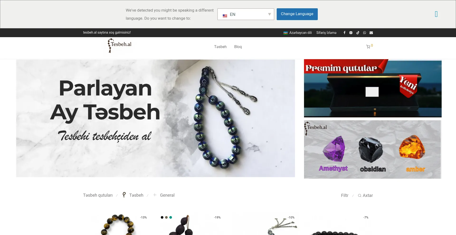 Website screenshot of Tesbeh.al