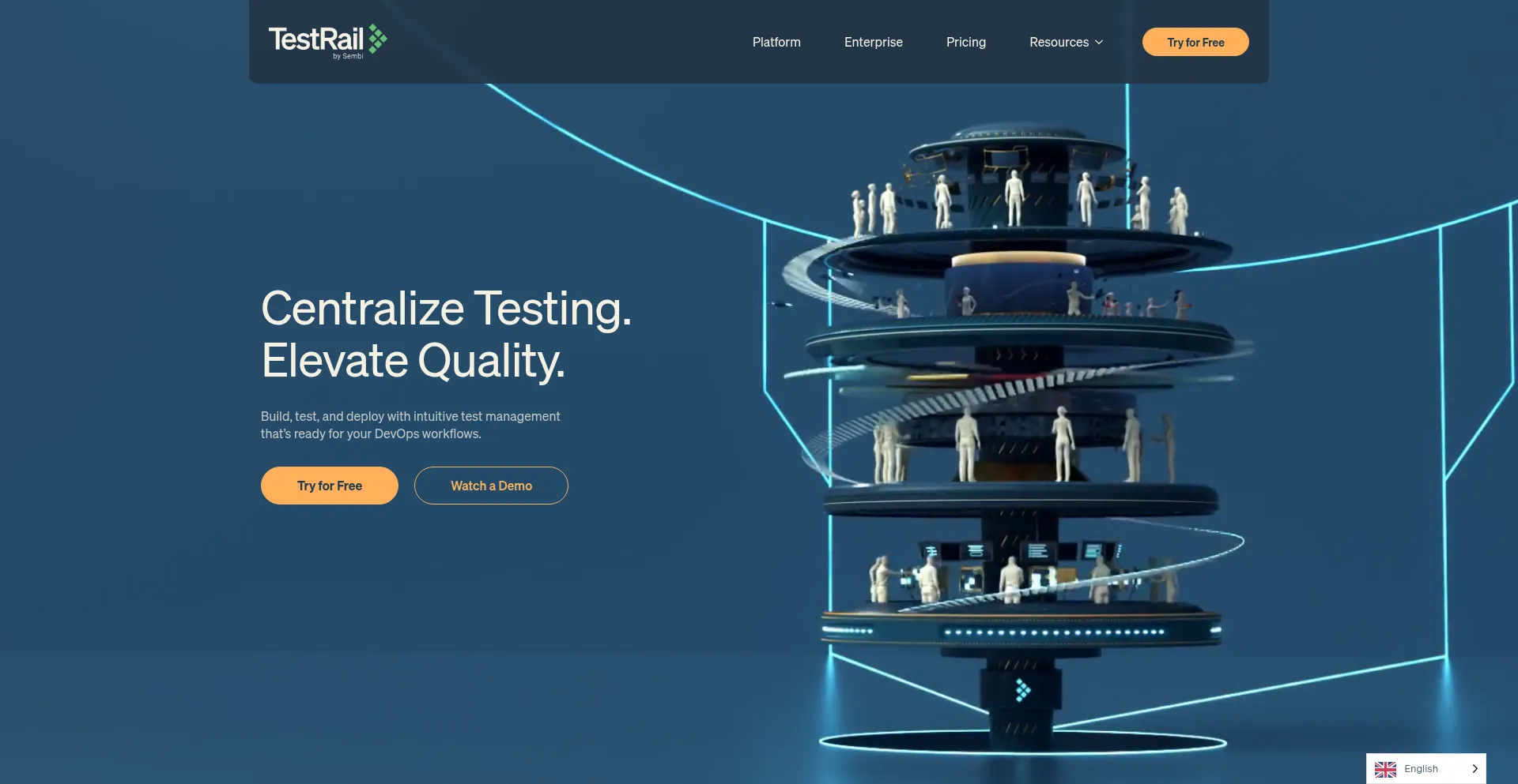 Website screenshot of Testrail.com