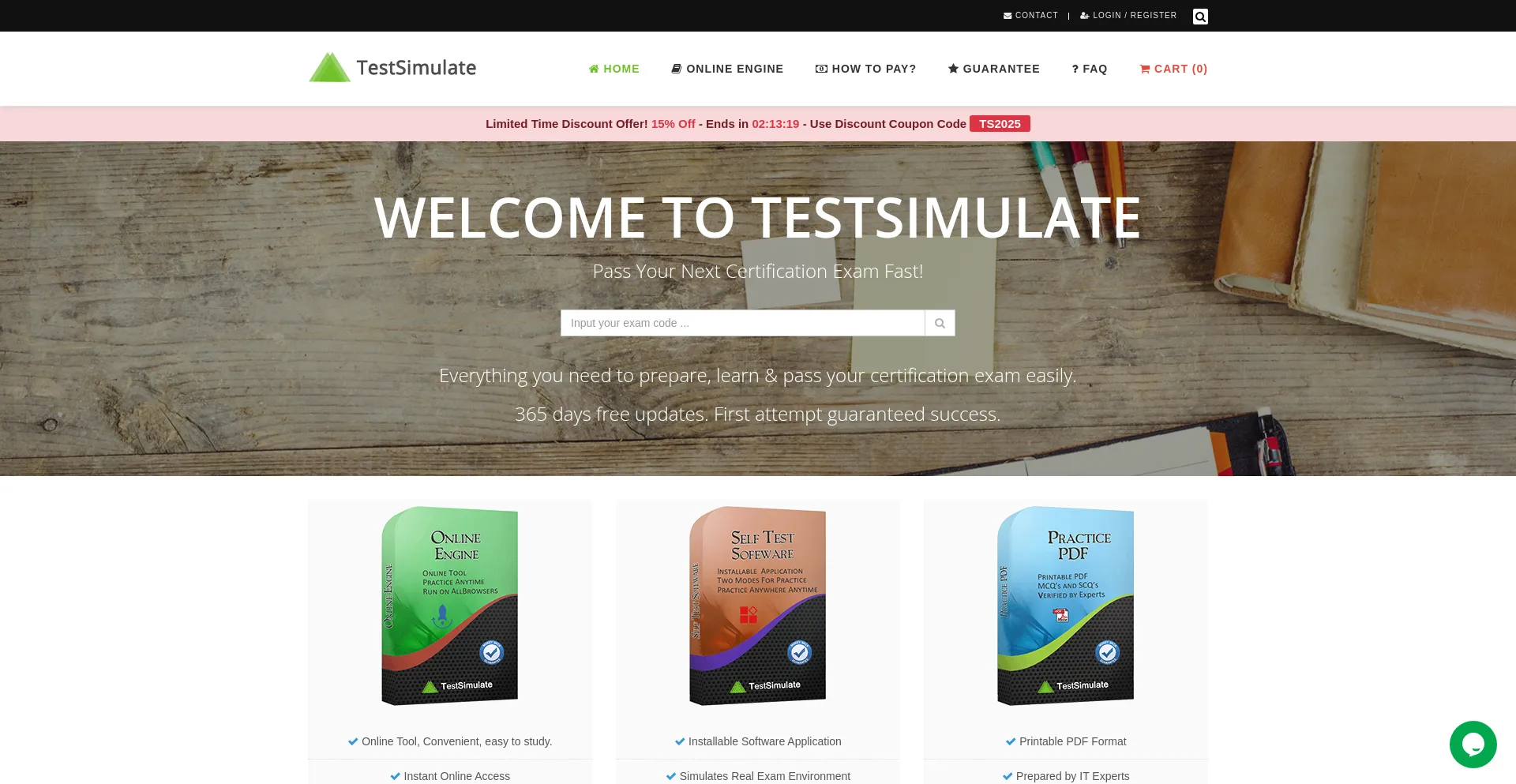 Website screenshot of Testsimulate.com