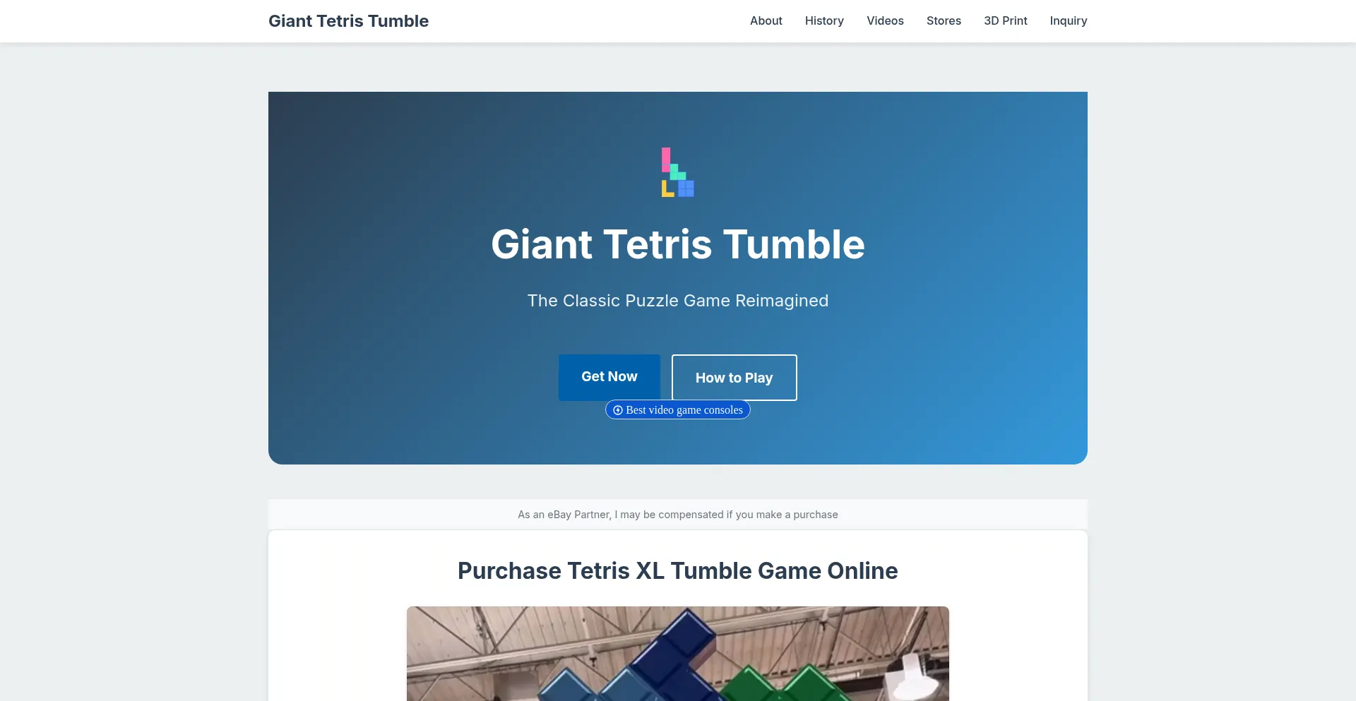 Website screenshot of Tetristumble.com