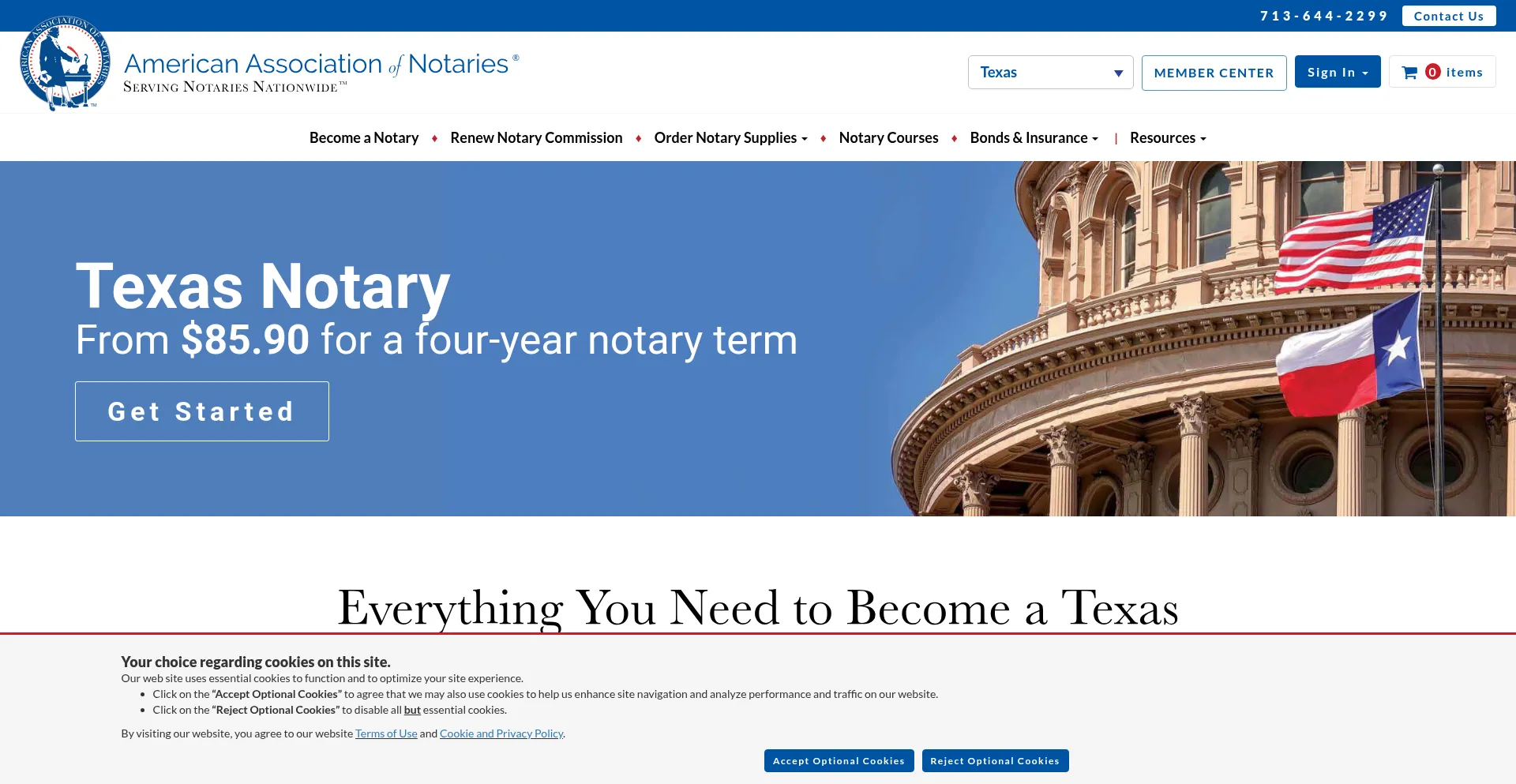 Website screenshot of Texasnotary.com