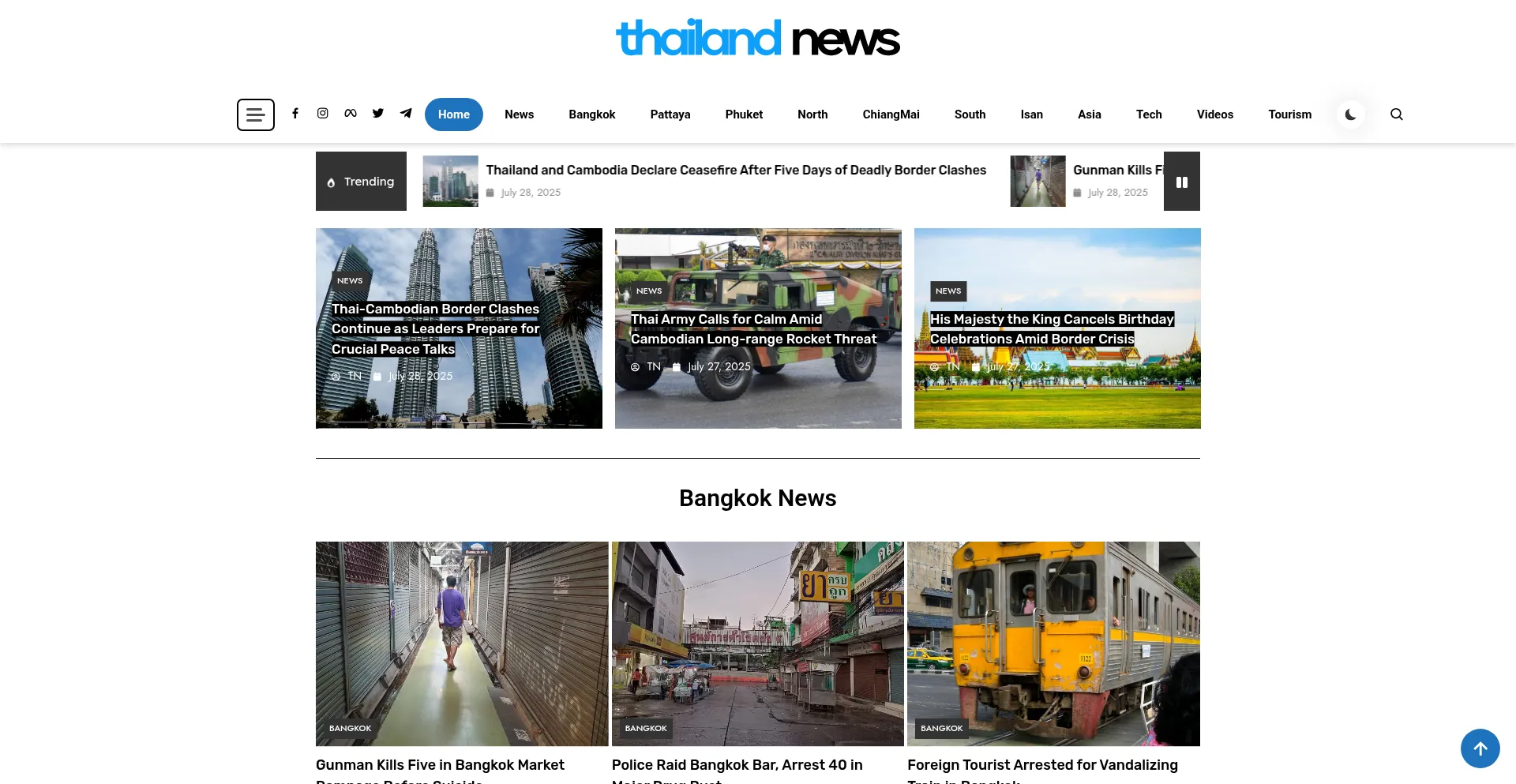 Website screenshot of Thailandnews.co