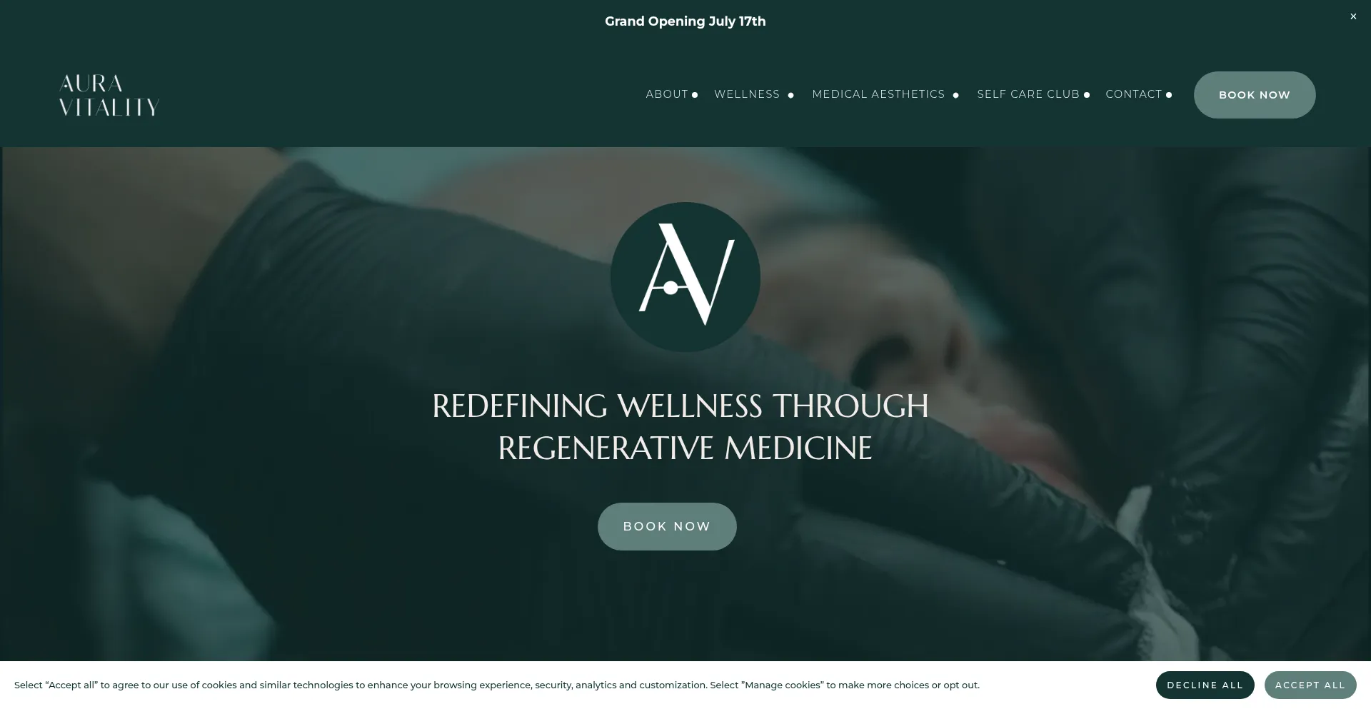 Website screenshot of Theauravitality.com