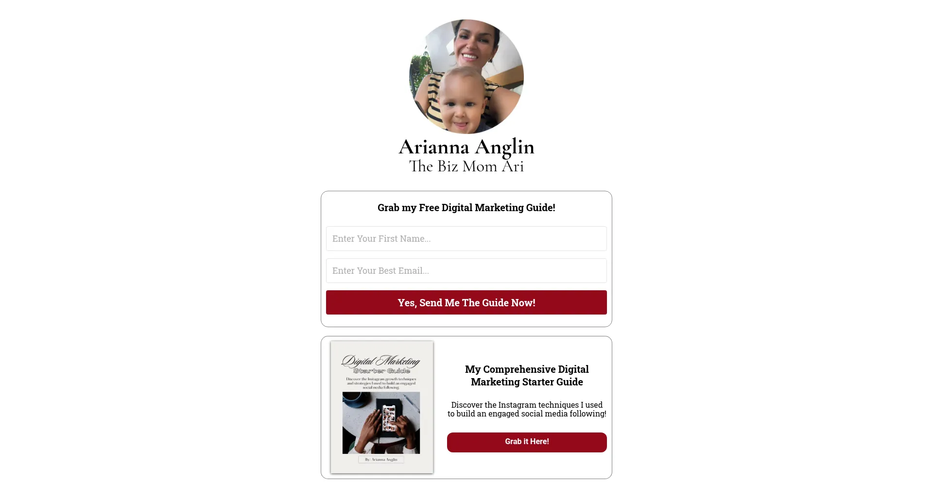 Website screenshot of Thebizmomari.com