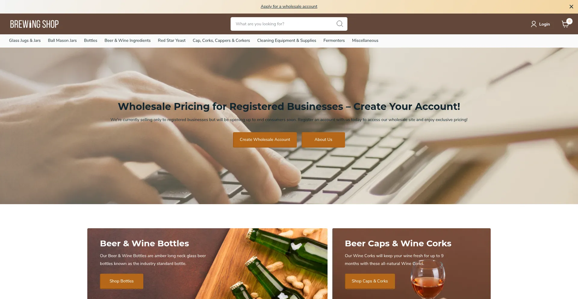 Website screenshot of Thebrewingshop.com