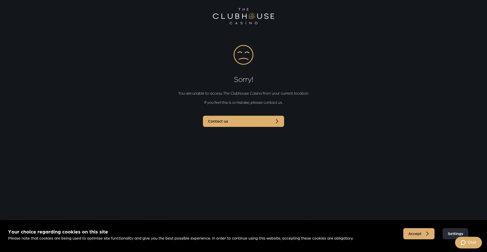 Website screenshot of Theclubhousecasino.com