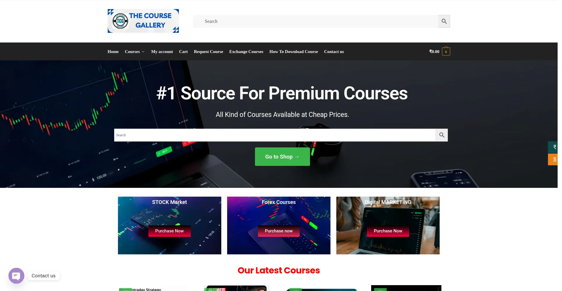 Website screenshot of Thecoursegallery.com
