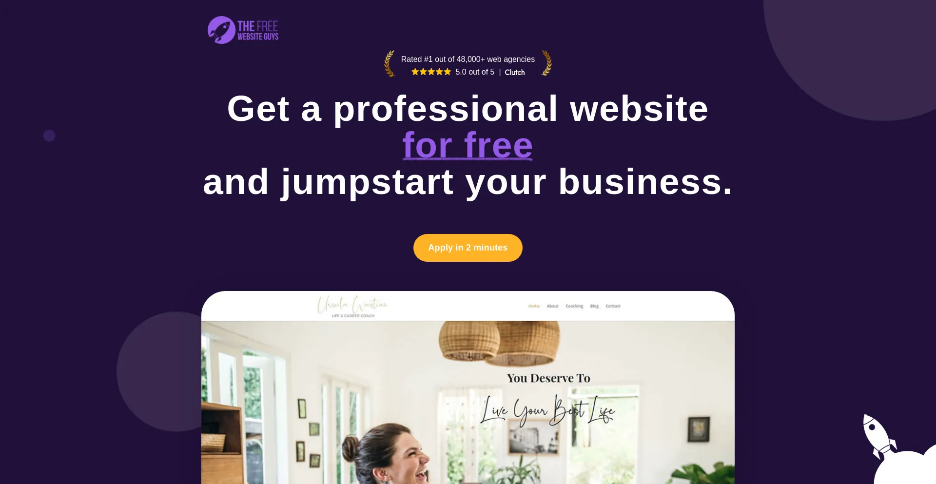 Website screenshot of Thefreewebsiteguys.com