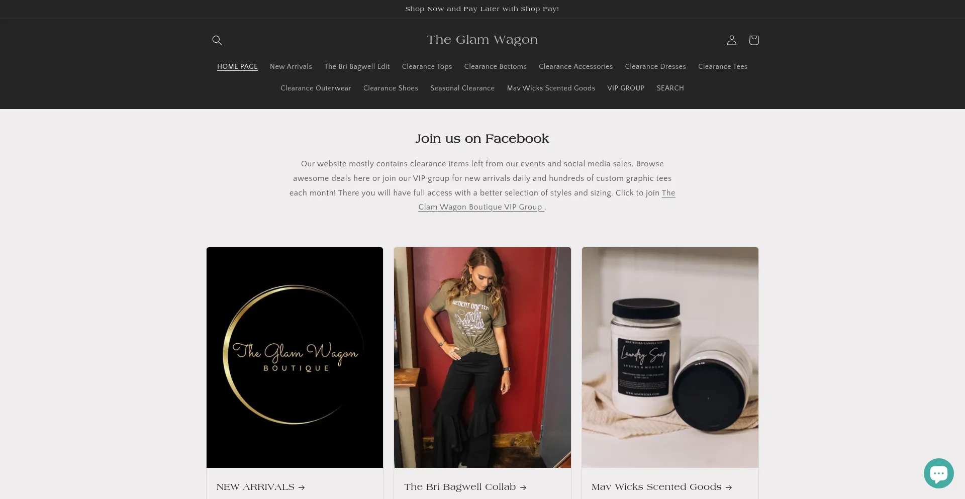 Website screenshot of Theglamwagon.com