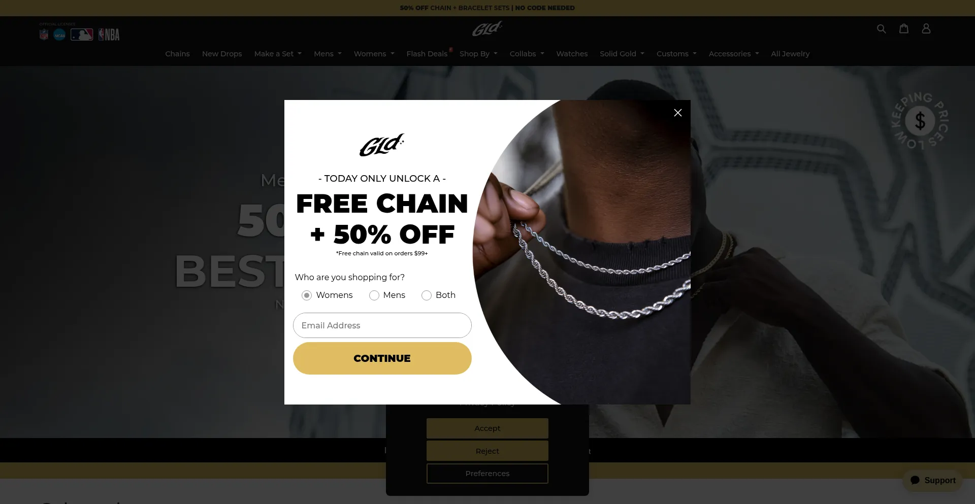 Website screenshot of Thegldshop.com