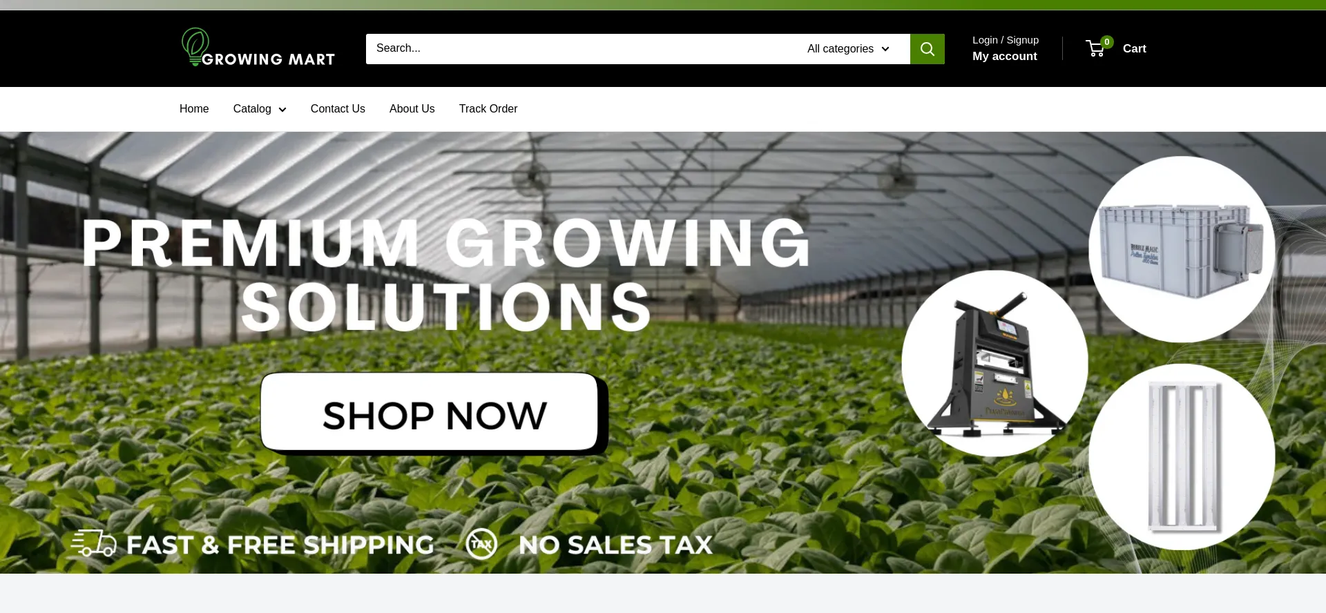 Website screenshot of Thegrowingmart.com