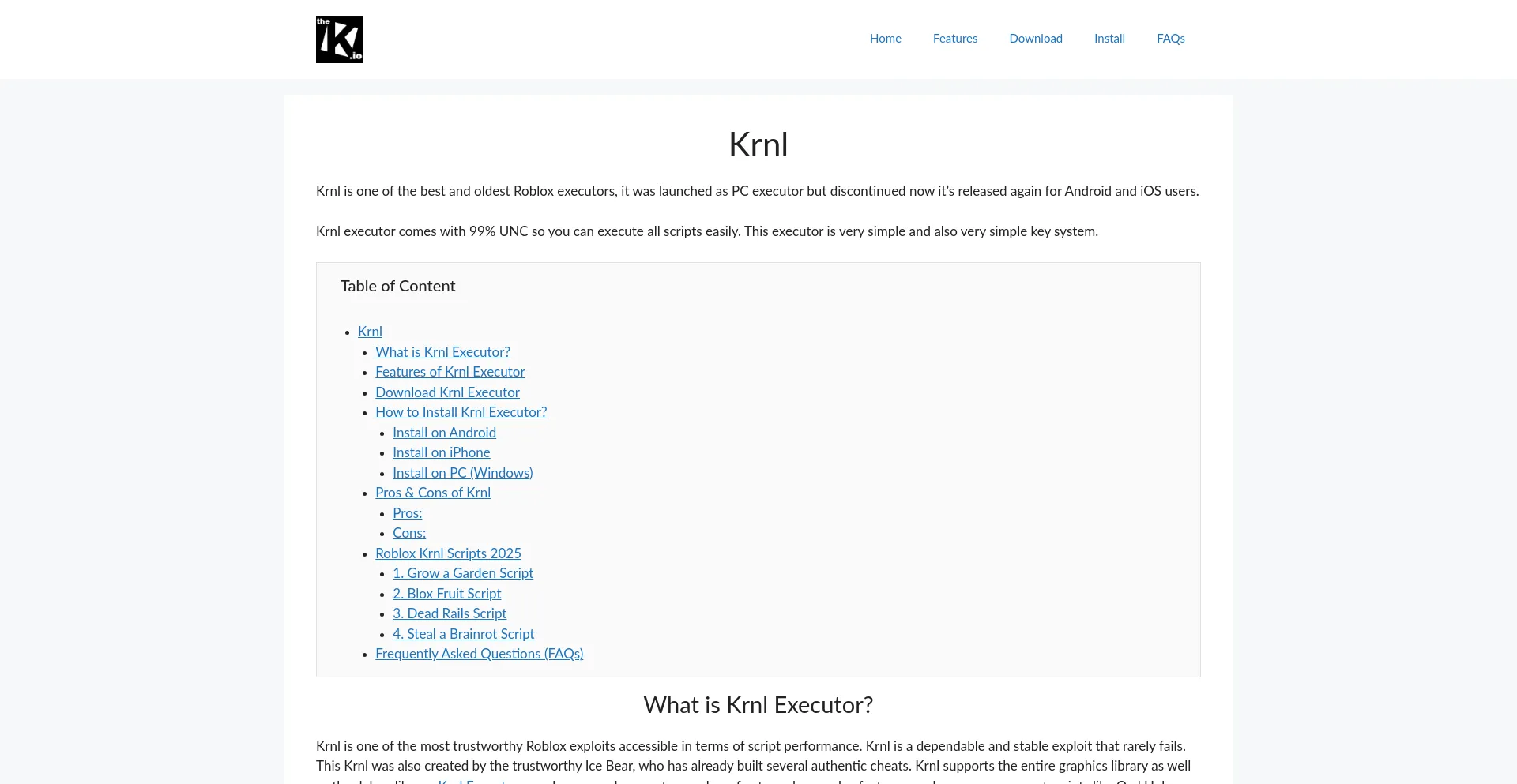 Website screenshot of Thekrnl.io