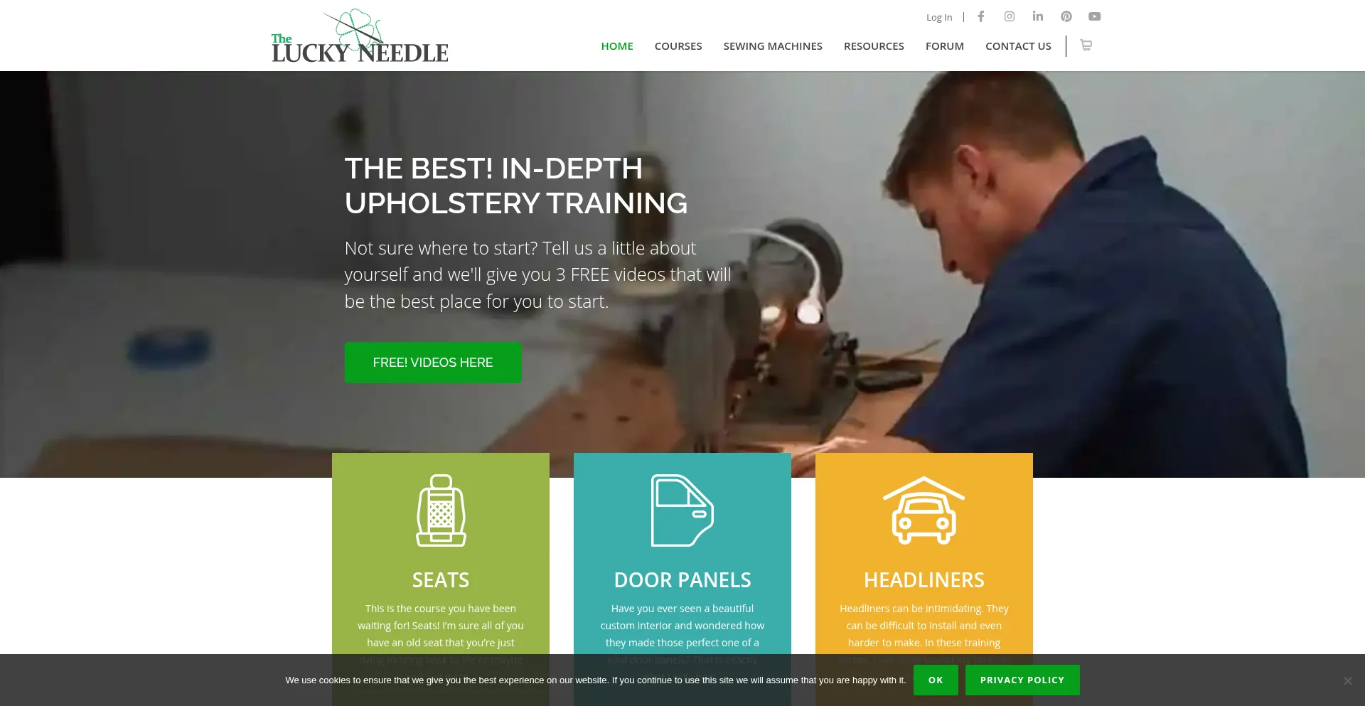Website screenshot of Theluckyneedle.com