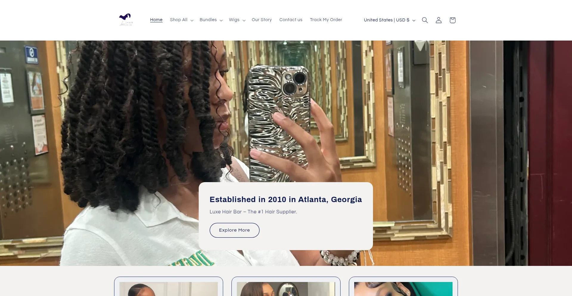 Website screenshot of Theluxehairbar.com