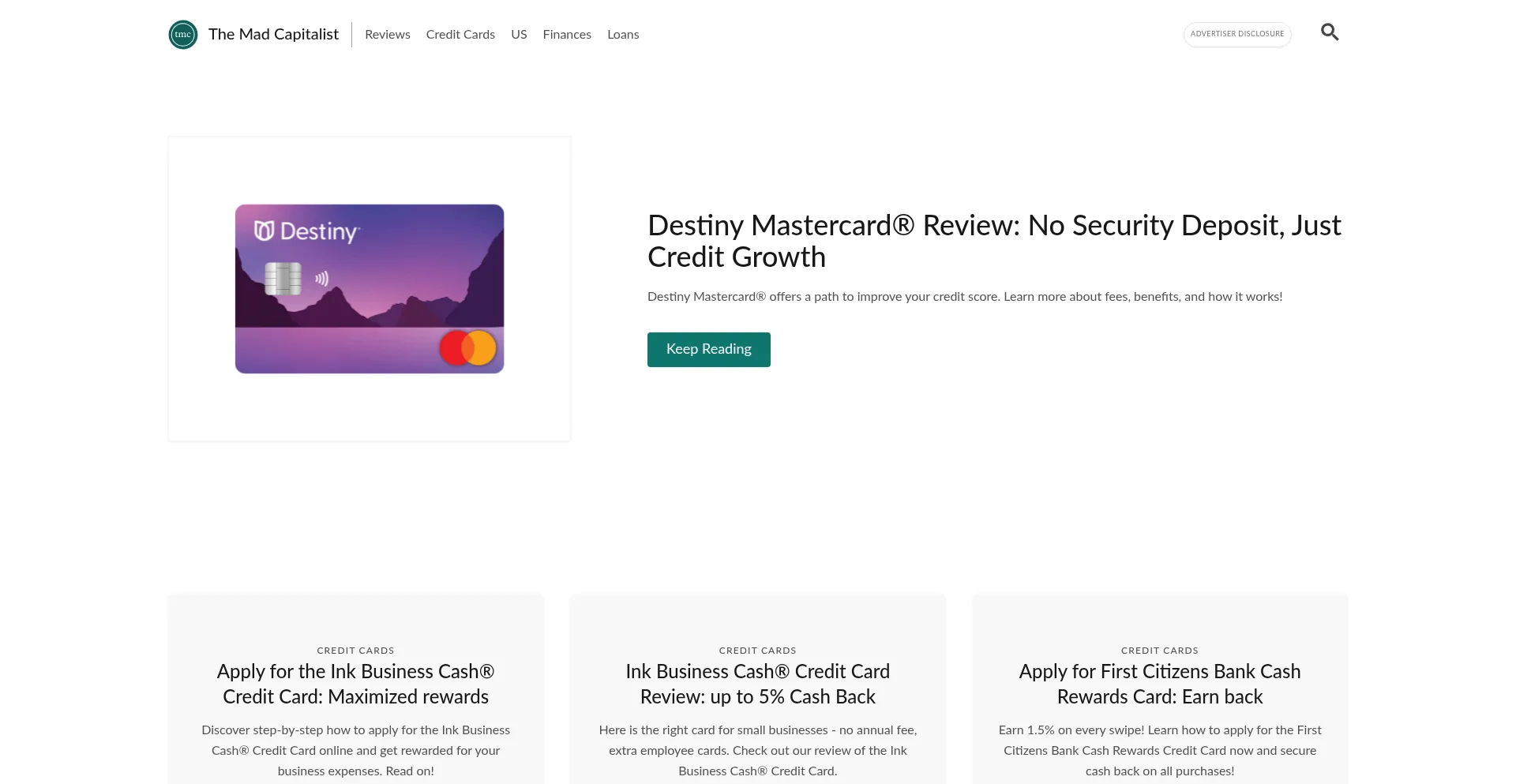 Website screenshot of Themadcapitalist.com