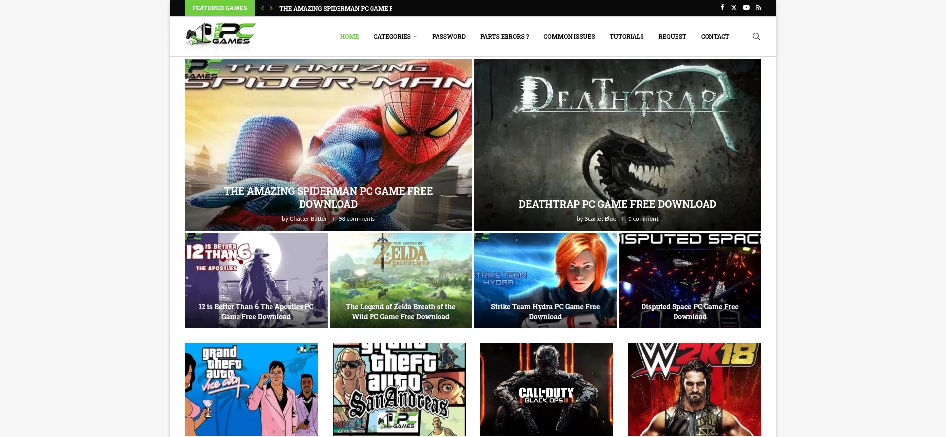 Website screenshot of Thepcgames.net