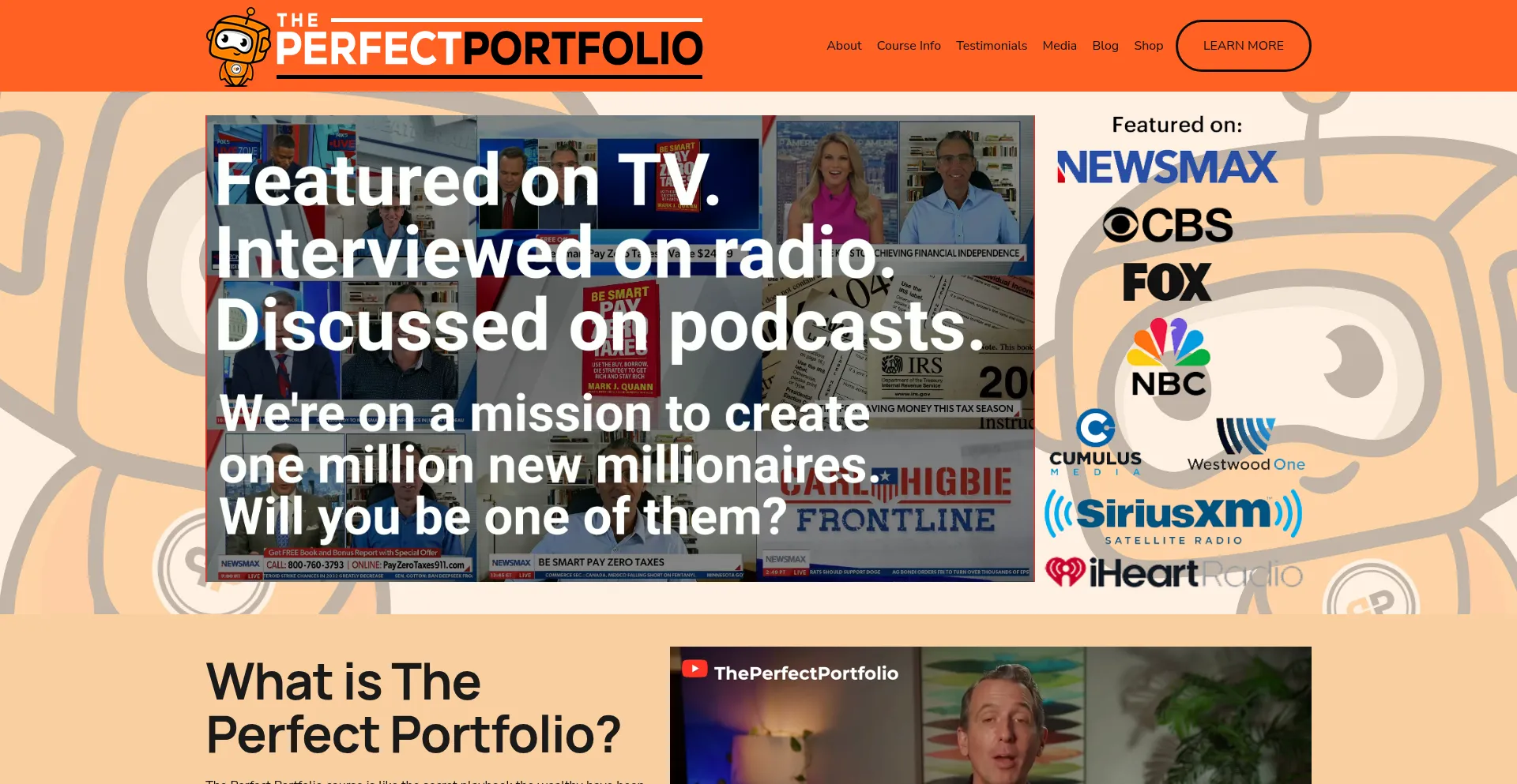 Website screenshot of Theperfectportfolio.com