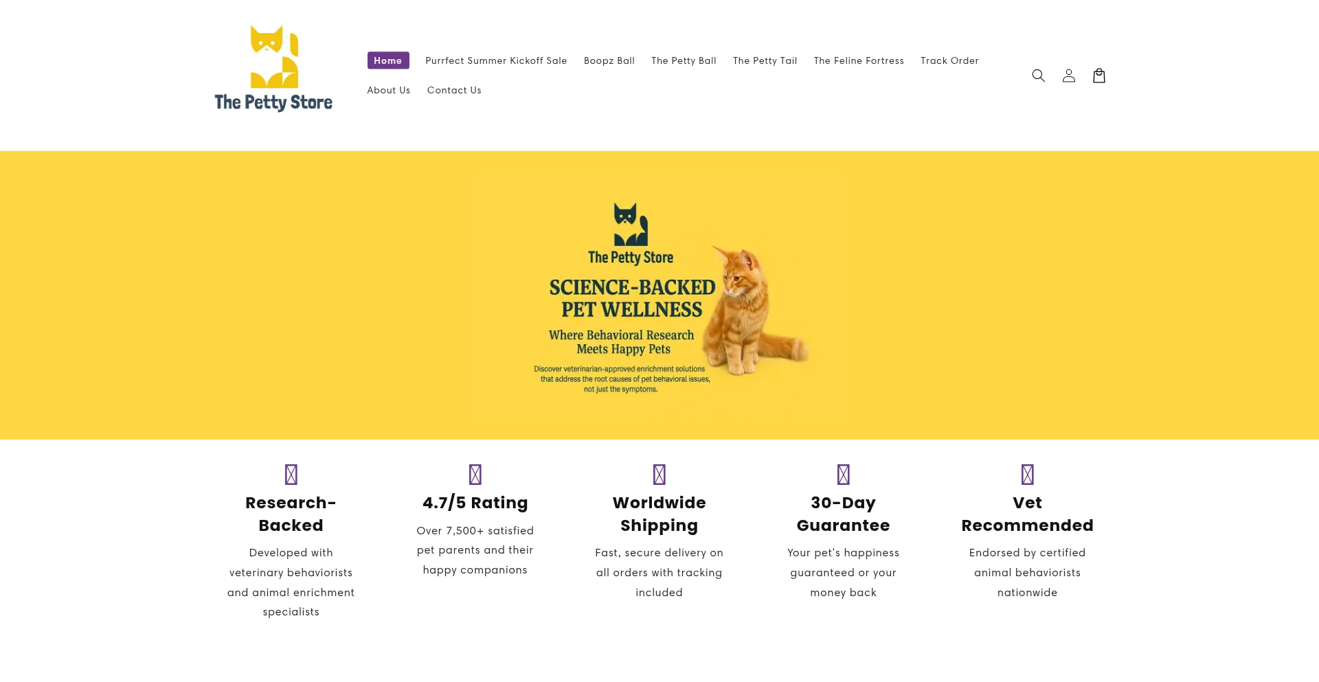 Website screenshot of Thepetty.store