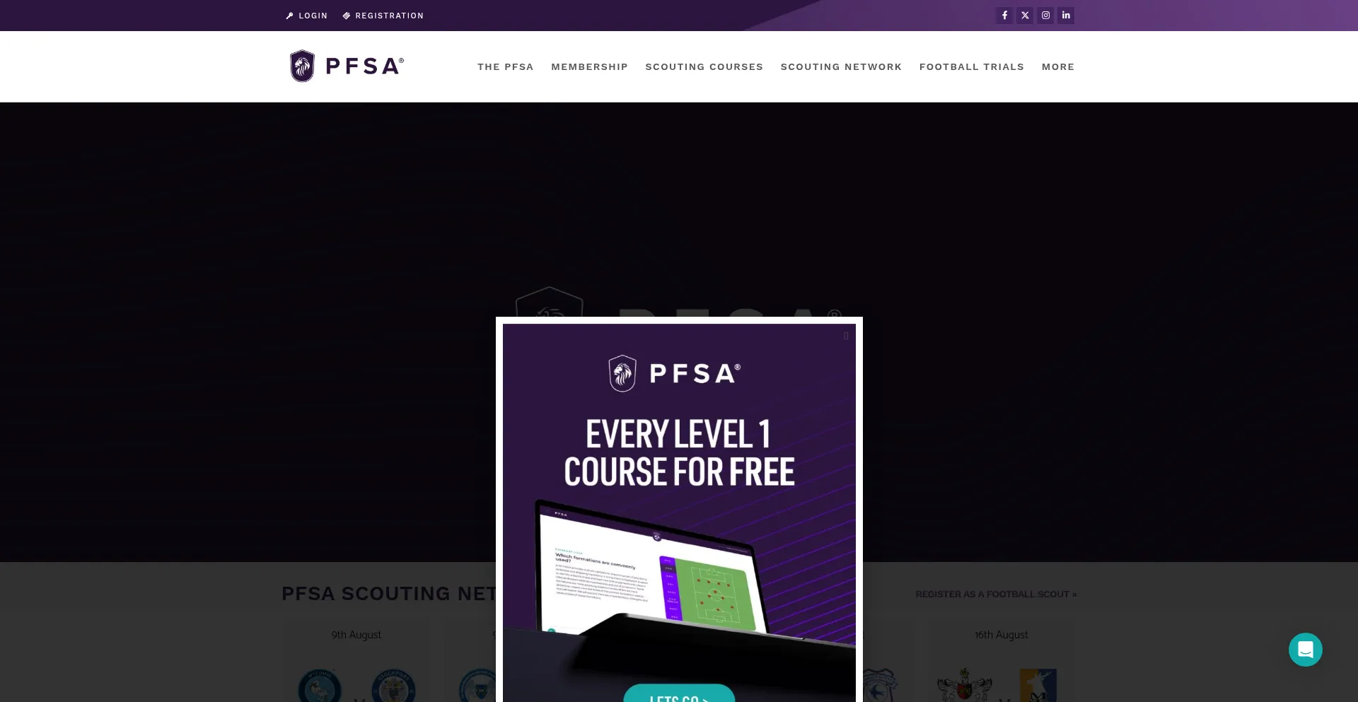 Website screenshot of Thepfsa.co.uk