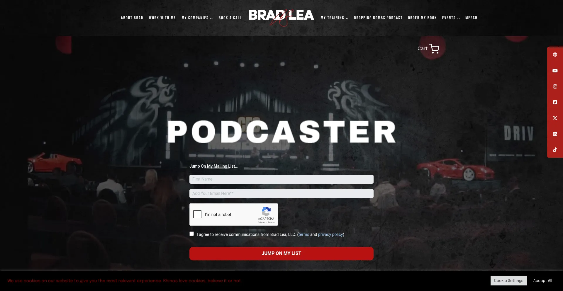 Website screenshot of Therealbradlea.com