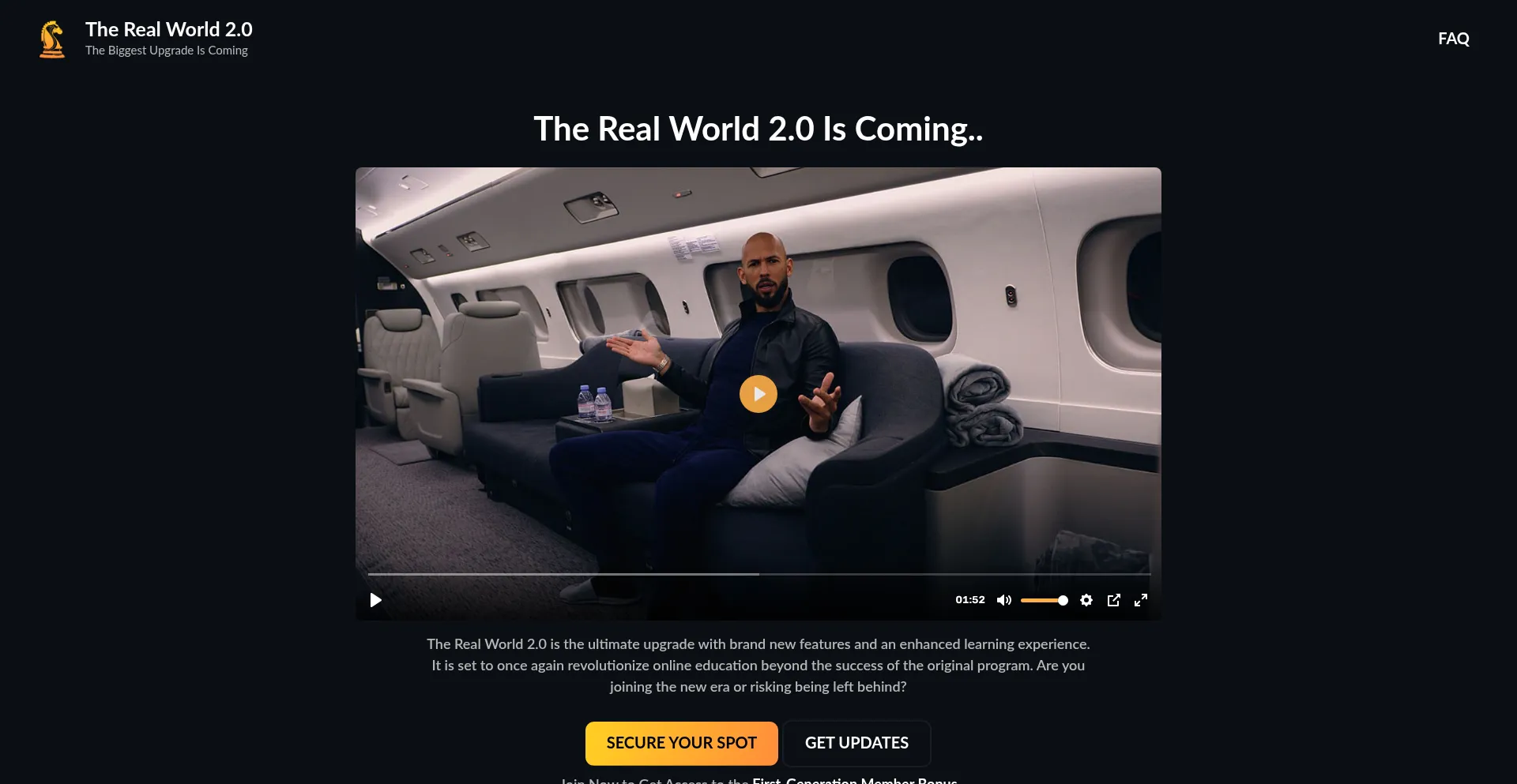 Website screenshot of Therealworld2-0.com