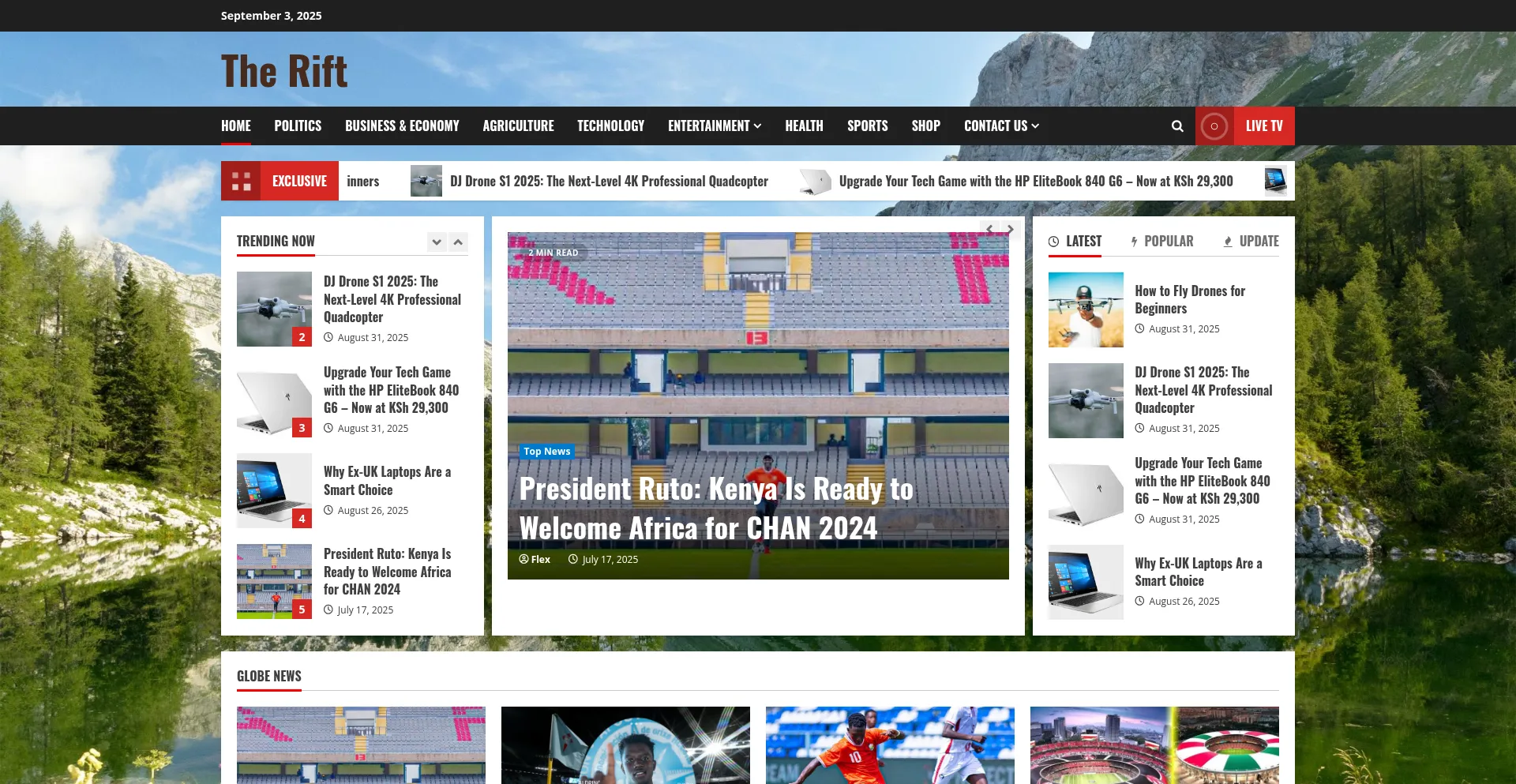 Website screenshot of Therift.co.ke