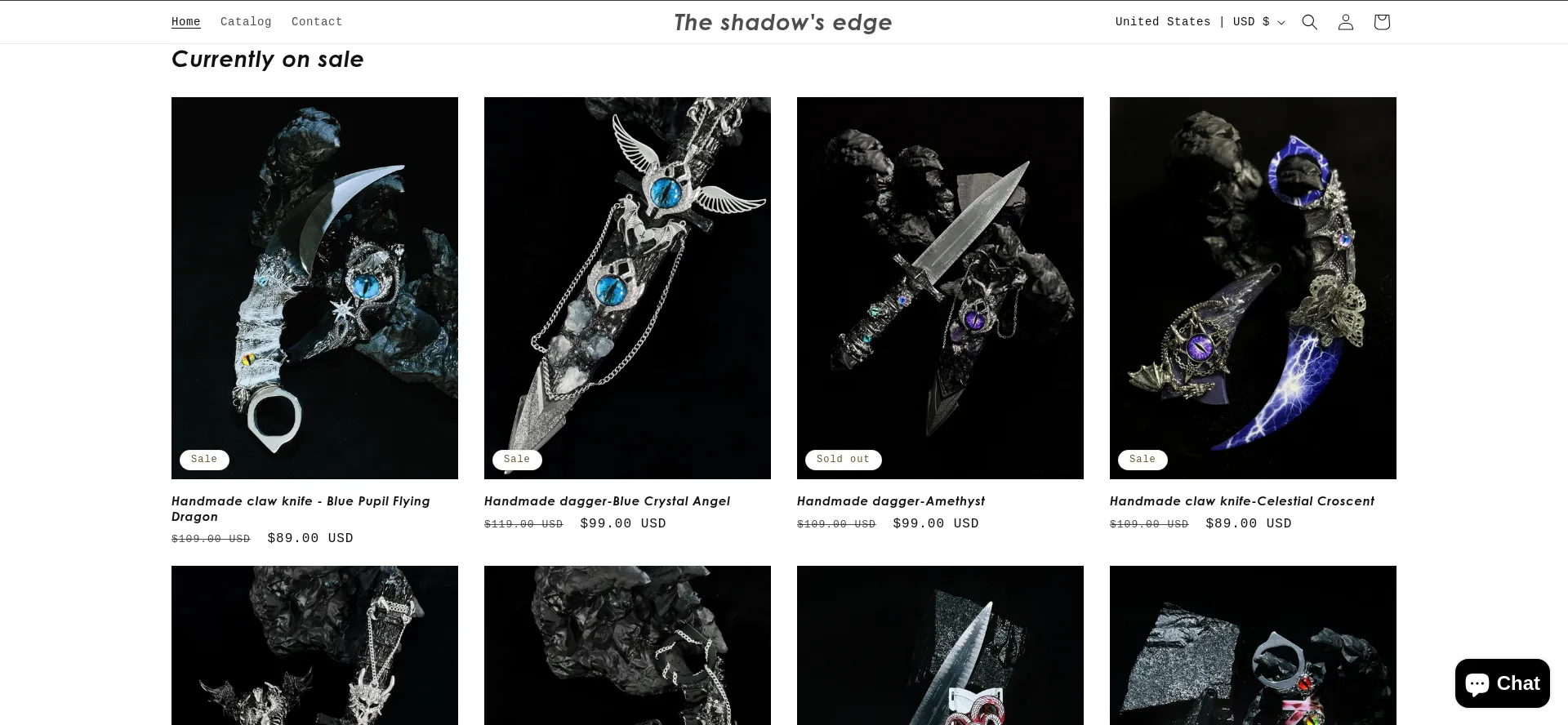 Website screenshot of Theshadowedge.com
