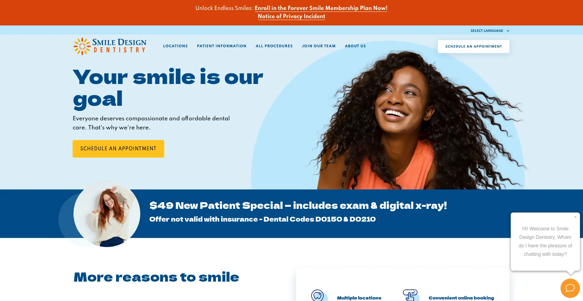 Website screenshot of Thesmiledesign.com