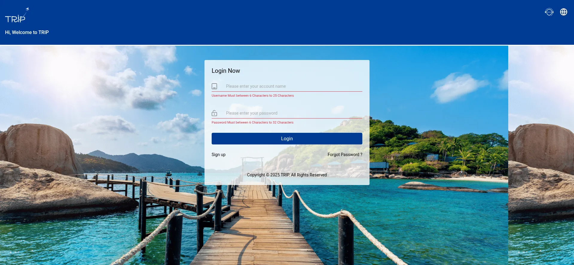 Website screenshot of Thetrip.cc