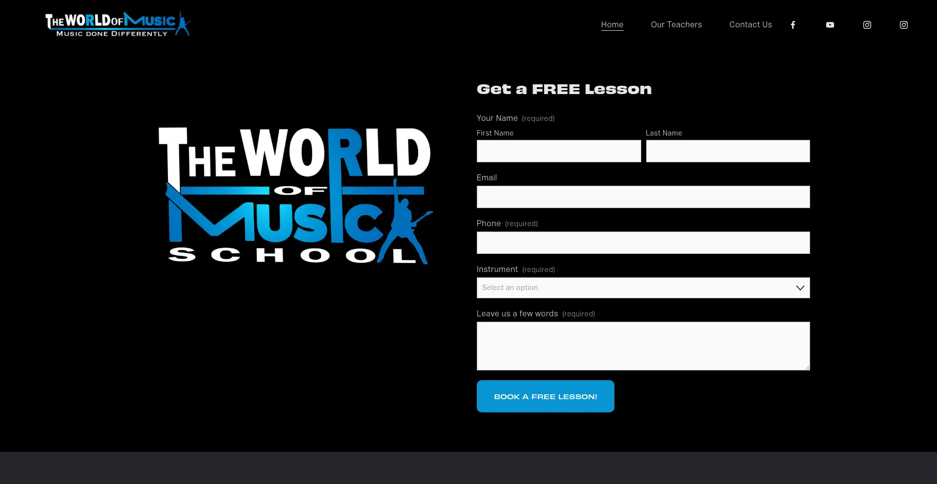 Website screenshot of Theworldofmusicschool.com