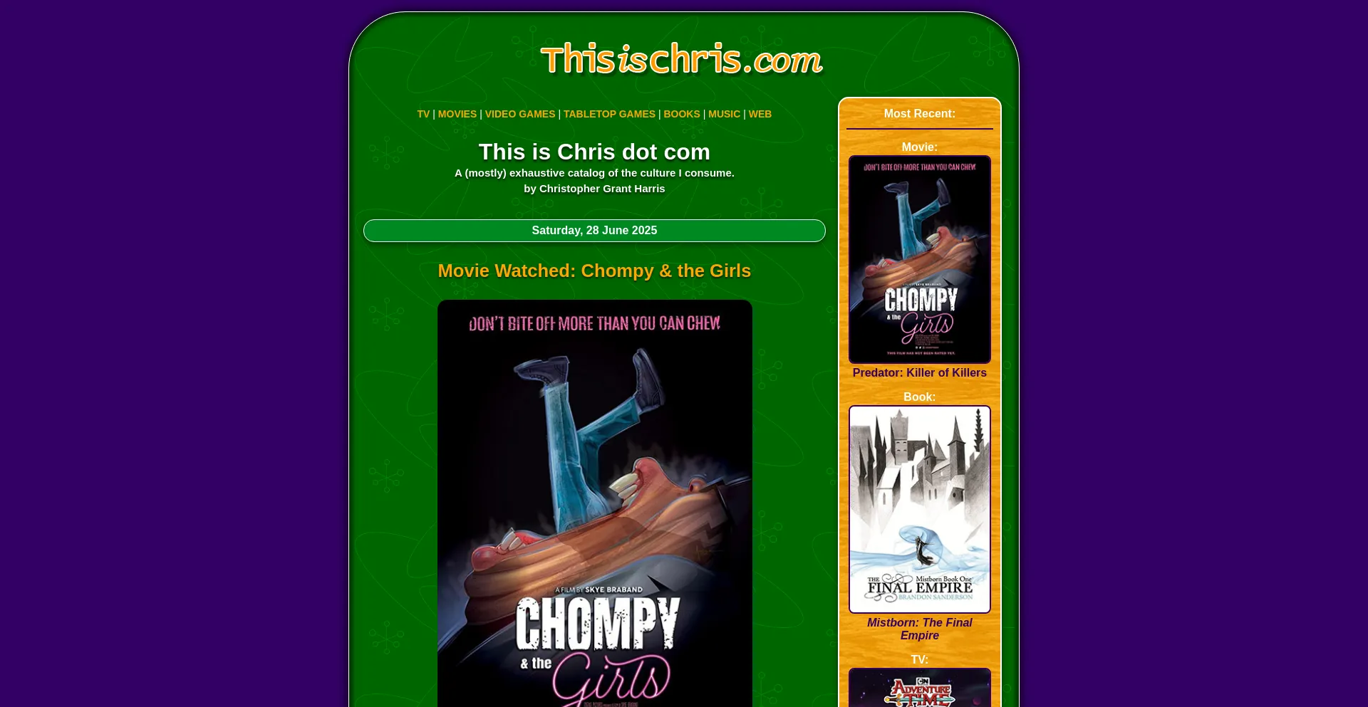 Website screenshot of Thisischris.com