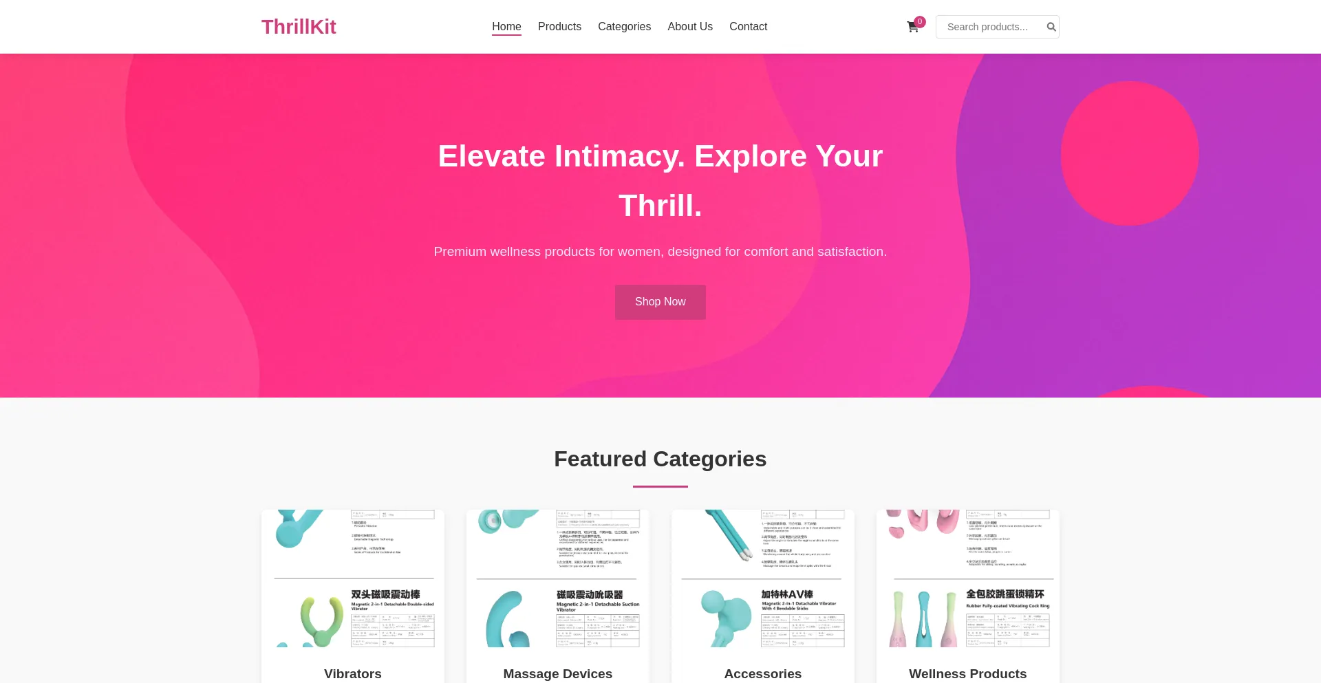 Website screenshot of Thrillkit.com