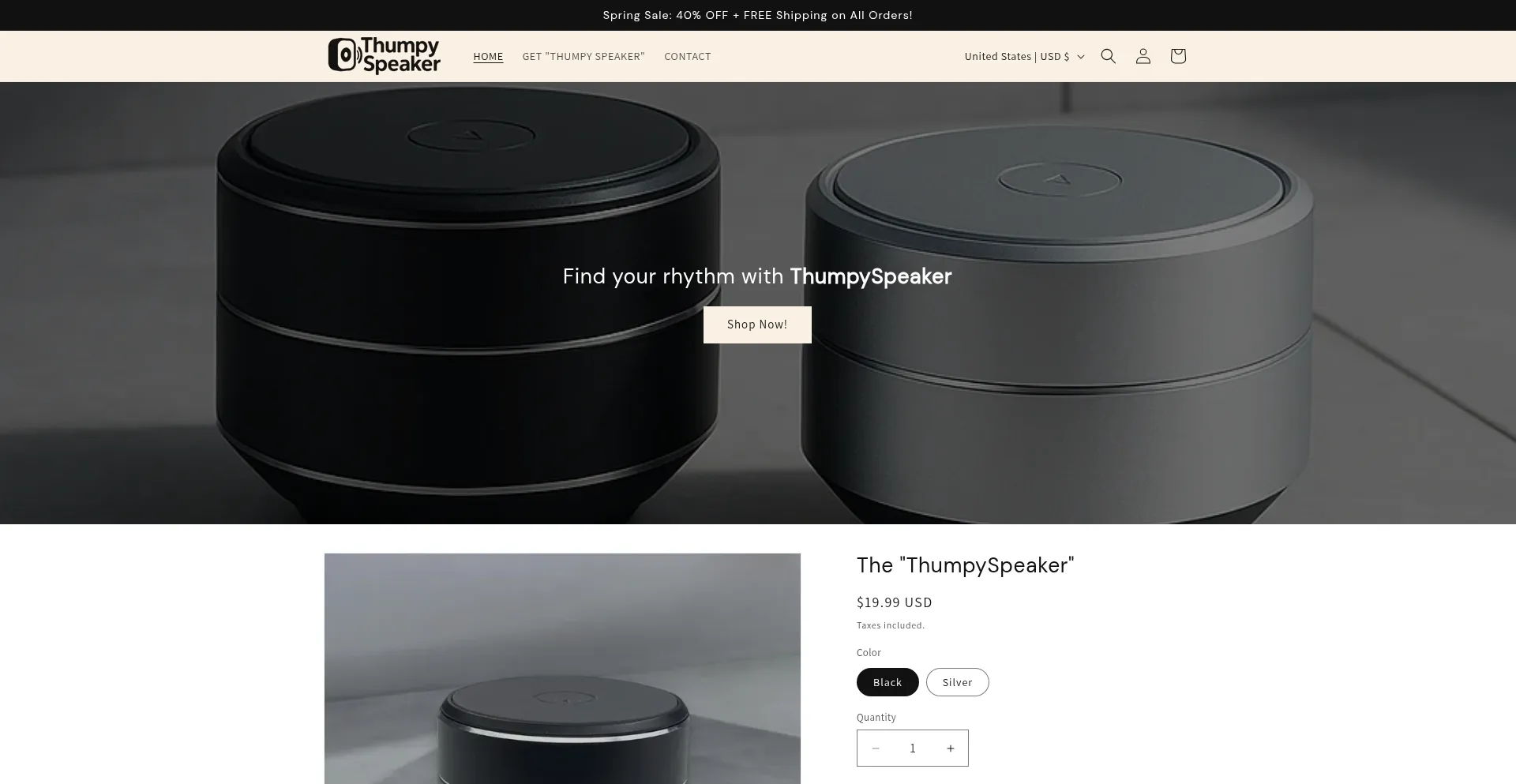 Website screenshot of Thumpyspeaker.com