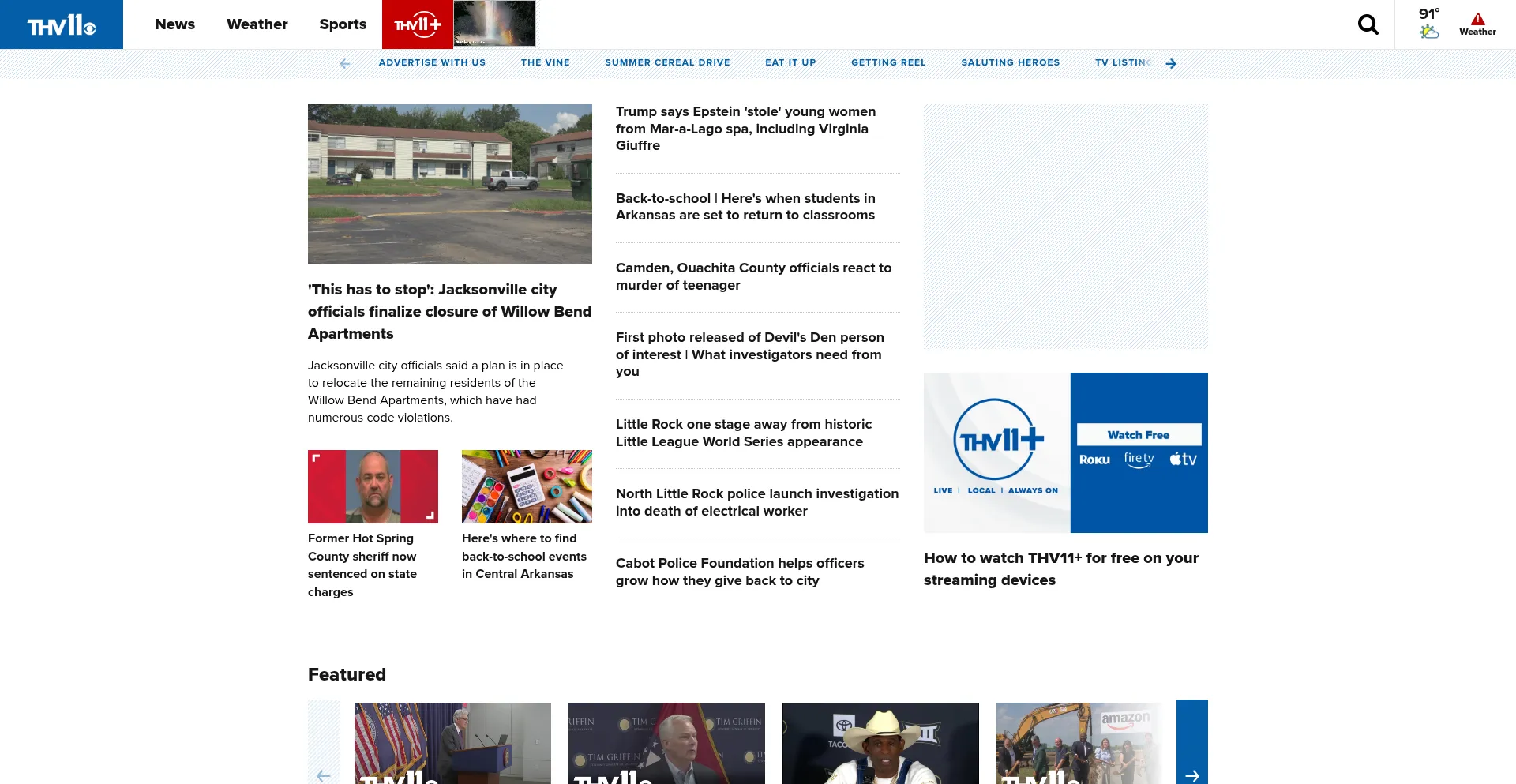 Website screenshot of Thv11.com