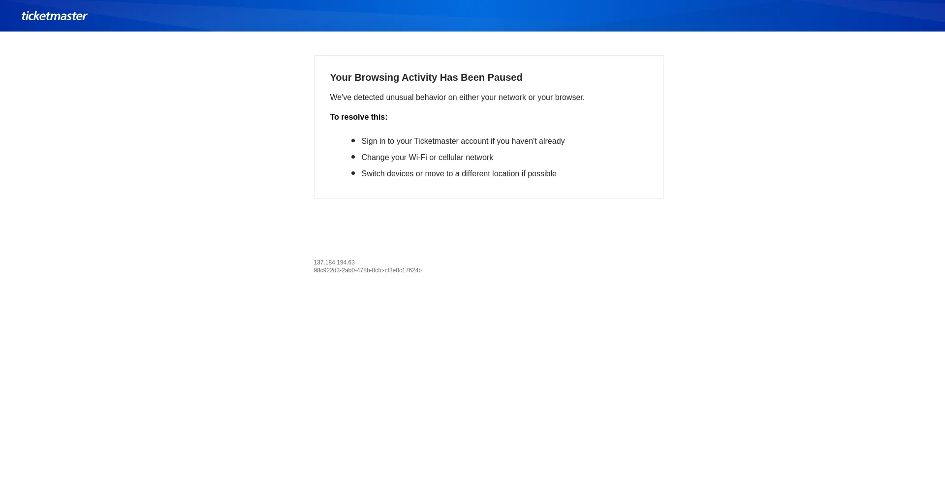 Website screenshot of Ticketmaster.com.mx