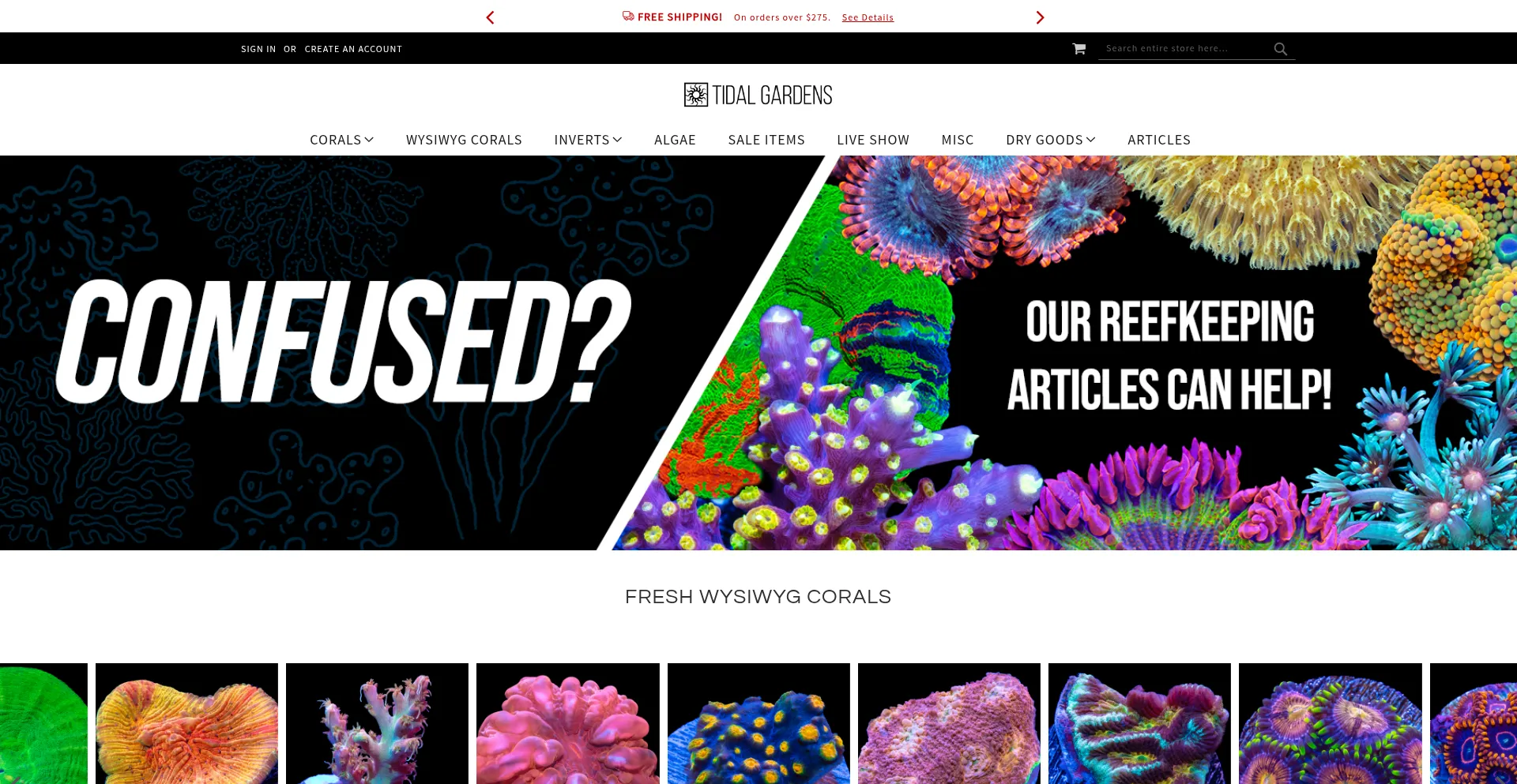 Website screenshot of Tidalgardens.com
